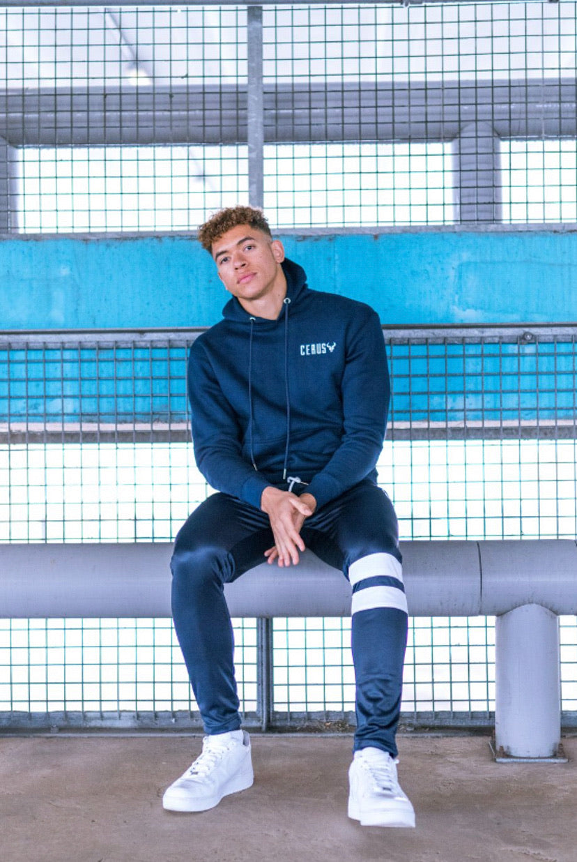 Cerus Navy Legacy Pullover Hoodie for Men - Premium Cotton Blend Fleece Sweatshirt | Casual Wear, Gym, Outdoor Activities