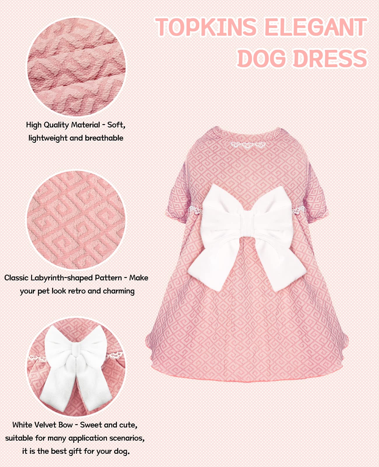 Soft Breathable Summer Dog Princess Dress for Small & Medium Dogs - Pink XS | Perfect for Pet Parties, Photo Shoots & Special Occasions