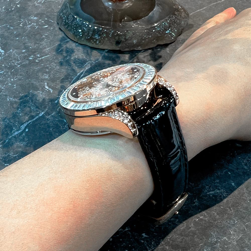 Aries Gold Black Genuine Leather Strap Women's Watch L 5045 RGW BK - Elegant Timepiece for Business, Party & Everyday Wear