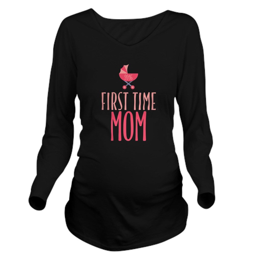 First Time Mom Pin Long Sleeve Maternity T-Shirt - Comfortable Pregnancy Tee for Expecting Mothers | Perfect for Baby Showers, Maternity Photos & Everyday Wear