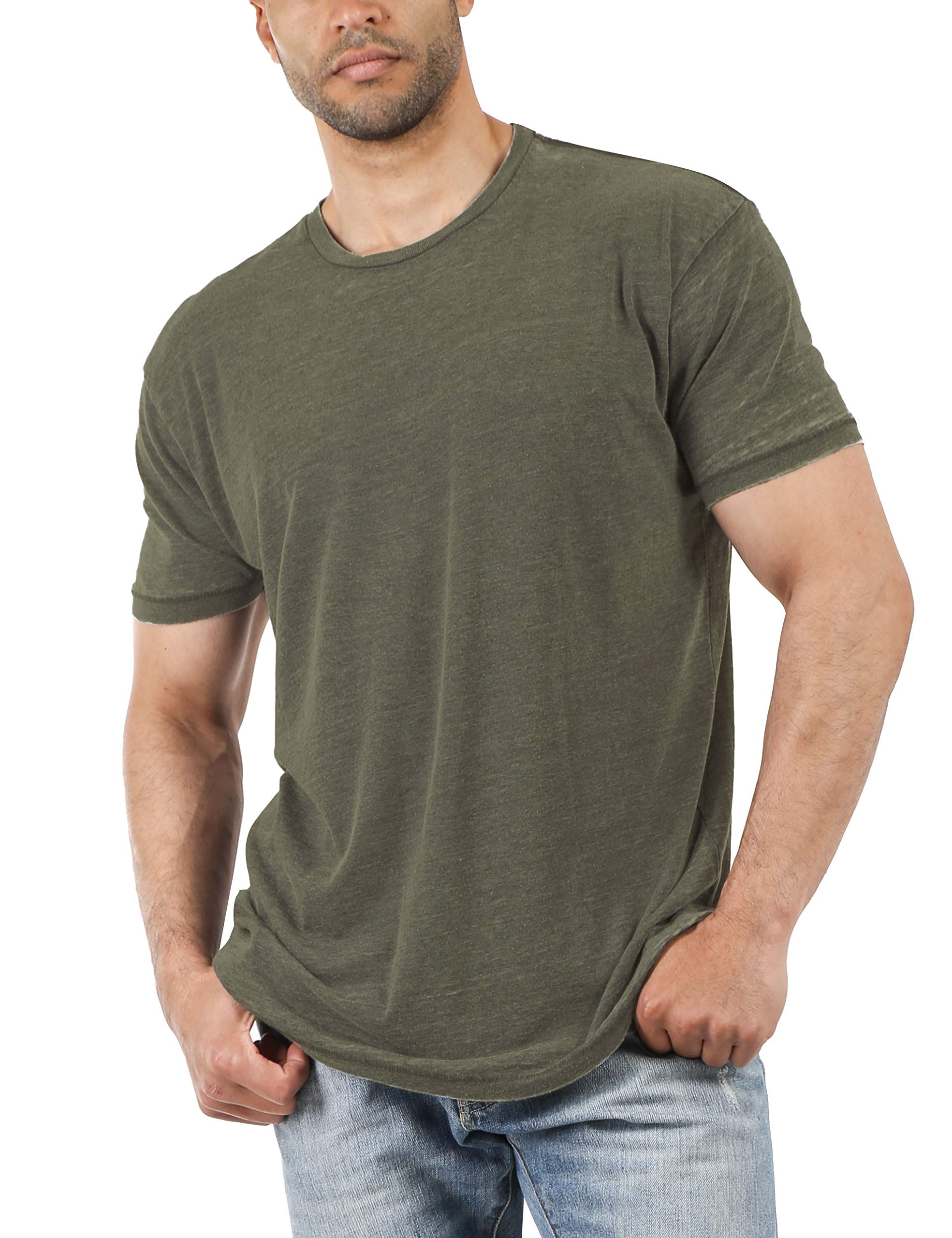 Ma Croix Men's Premium Burnout Short Sleeve T-Shirt - Soft Faded Vintage Crewneck Tee for Casual Wear & Summer Outfits