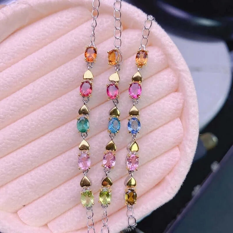 Vibrant Multi-Color Tourmaline Gemstone Bracelet for Women | Handmade Healing Crystal Jewelry | Perfect for Meditation, Yoga & Spiritual Gifts (B078)