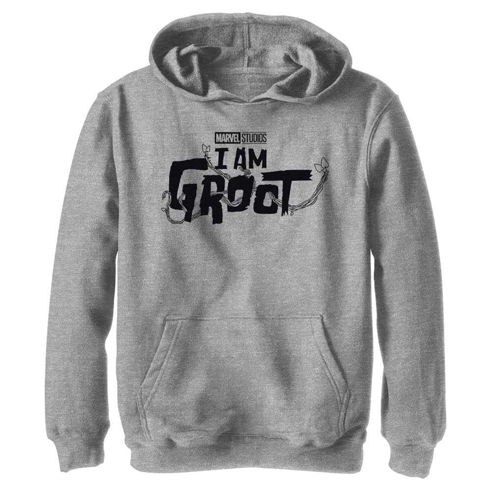 Marvel Kids' Groot Black Logo Hoodie - Soft Cotton Pullover Sweatshirt for Boys & Girls - Perfect for School, Playdates & Marvel Fan Gifts