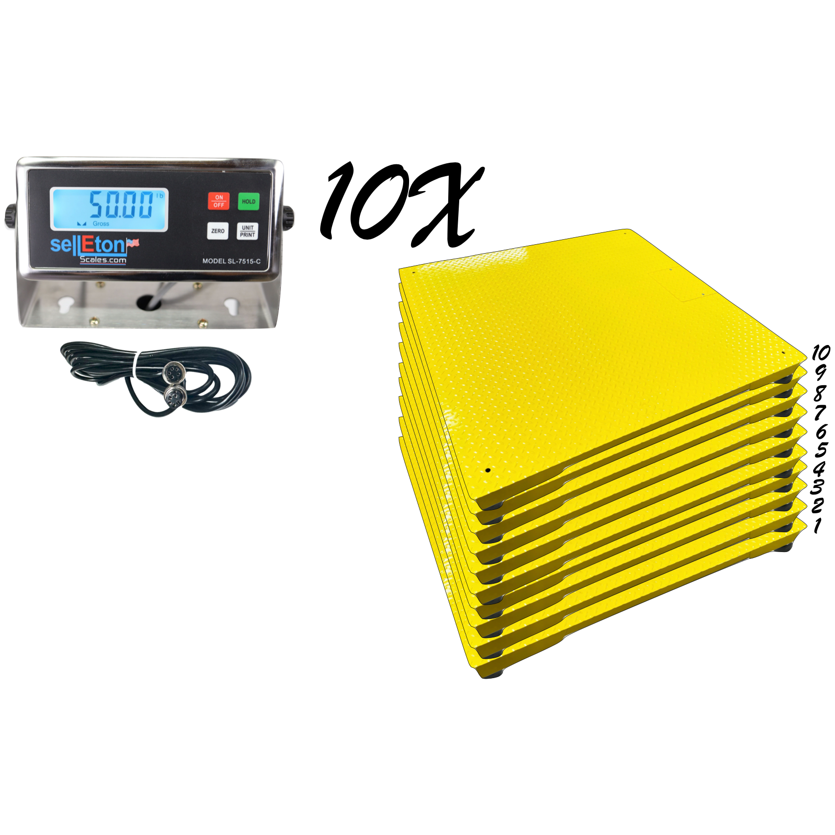 SellEton SL 700 7x7 Digital Floor Scale - 84 x 84 Inch Heavy Duty Platform Scale | Multi-Pack Industrial Weighing Solution for Warehouses, Shipping & Logistics
