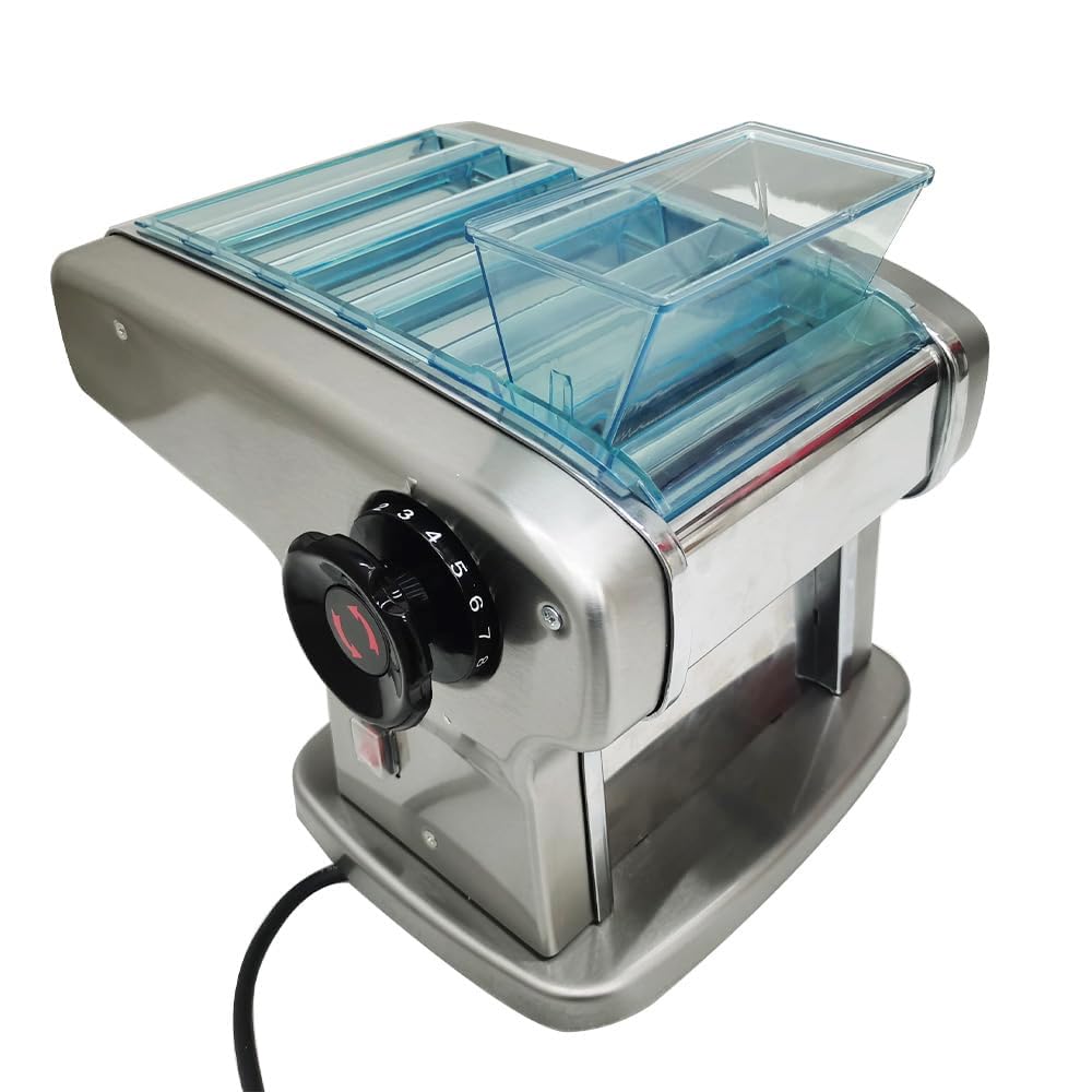 Electric Pasta Maker Machine - Automatic Noodle Press with 4 Stainless Steel Blades (2mm/2.5mm/4mm/9mm) | Adjustable Thickness Dough Roller for Homemade Pasta | Perfect for Italian Cuisine, Family Dinners & Restaurant-Style Dishes