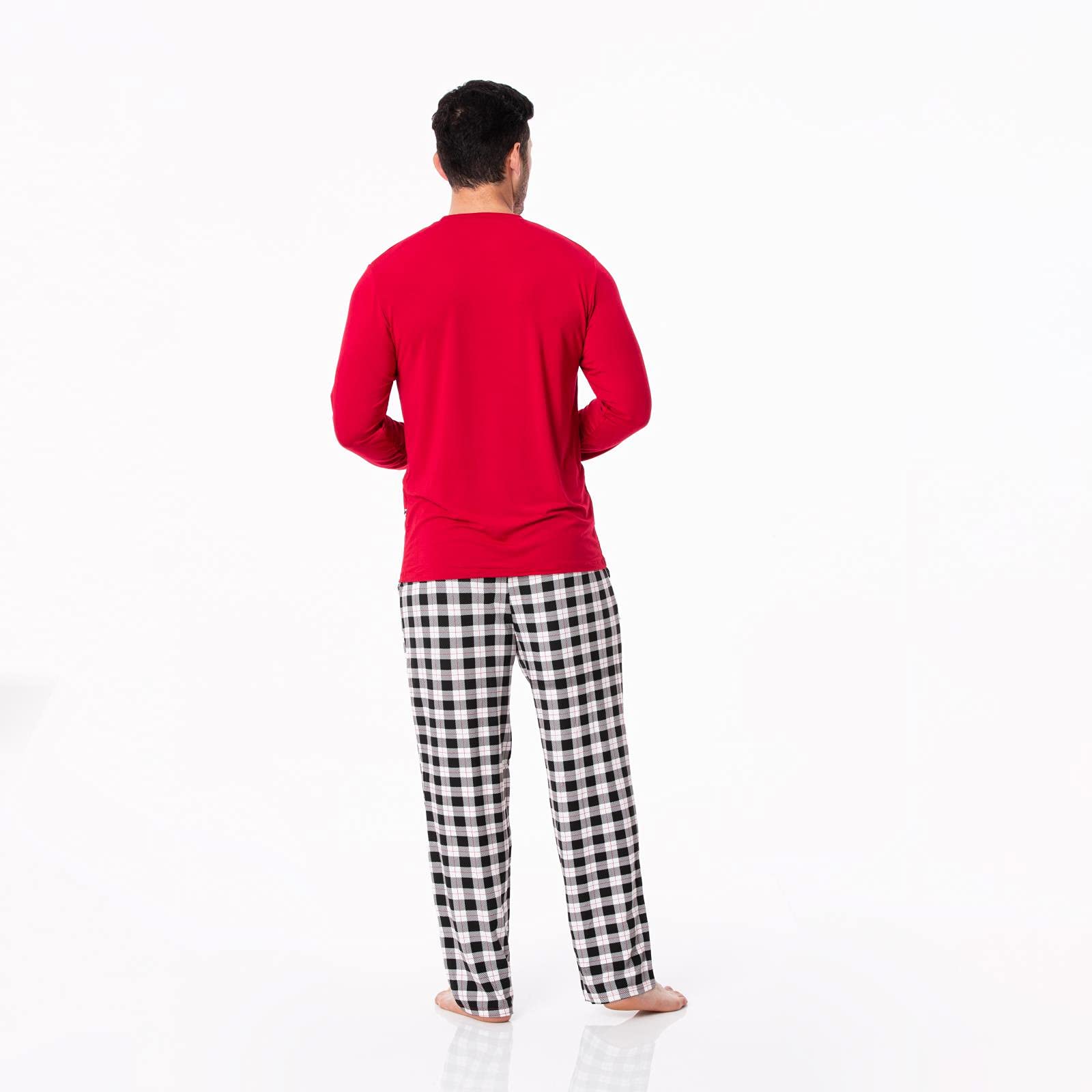 KICKEE Men’s Ultra Soft Print Pajama Set - Long Sleeve Sleepwear & Loungewear for Men | Family Matching Pjs for Christmas, Holidays & Cozy Nights at Home