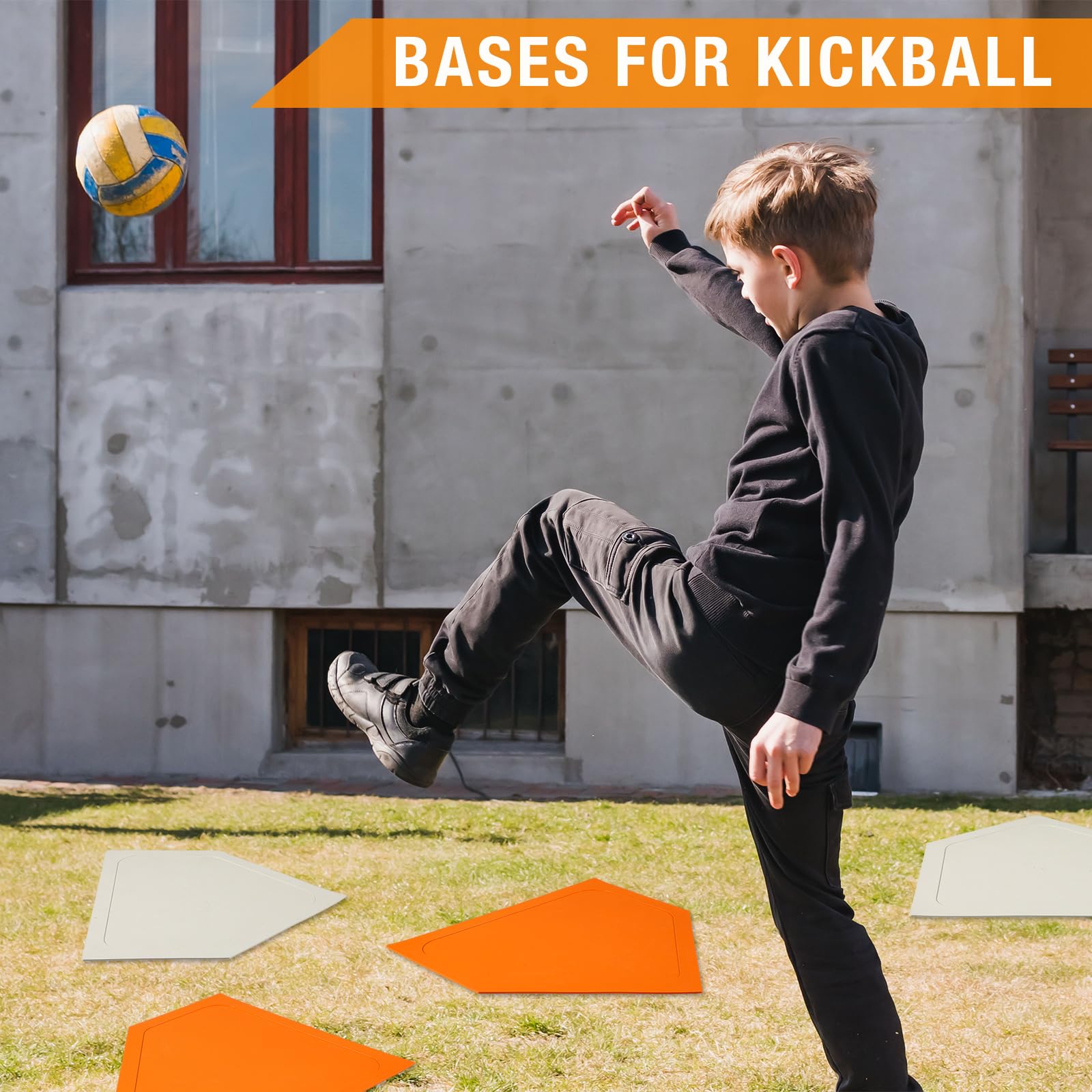 16 Inch Rubber Baseball Home Plate - Durable Softball & Kickball Base Mat for Pitching, Hitting Practice & Training - Perfect for Kids & Youth Baseball Games (Orange & White) - Ideal for Backyard, Field & Indoor Practice Sessions