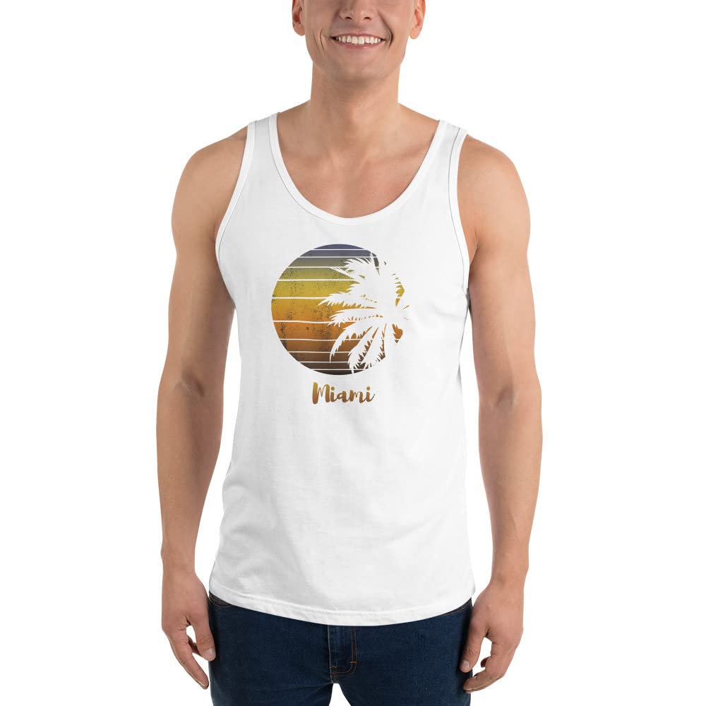 Vintage Miami Florida Beach Souvenir - Unisex Palm Tree Tank Top for Summer Vacations, Beach Trips & Tropical Parties