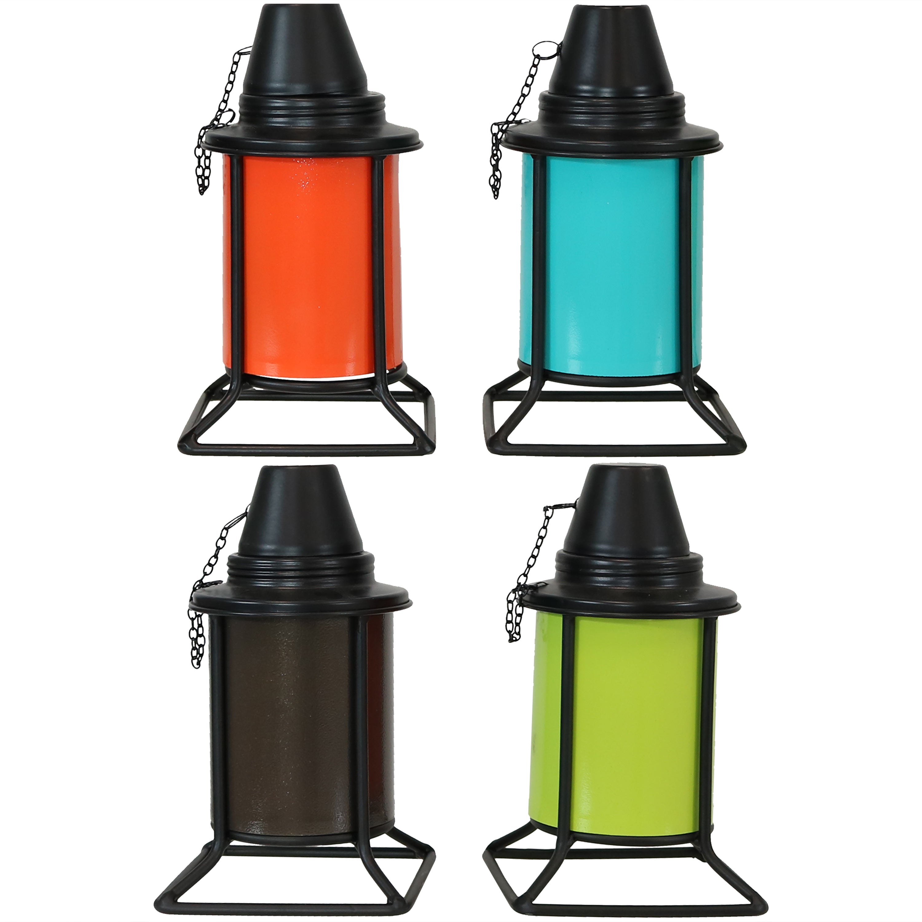 Sunnydaze Decorative Multi-Color Outdoor Metal Tabletop Torches - Perfect for Patio, Garden, Backyard & Poolside Ambiance Lighting