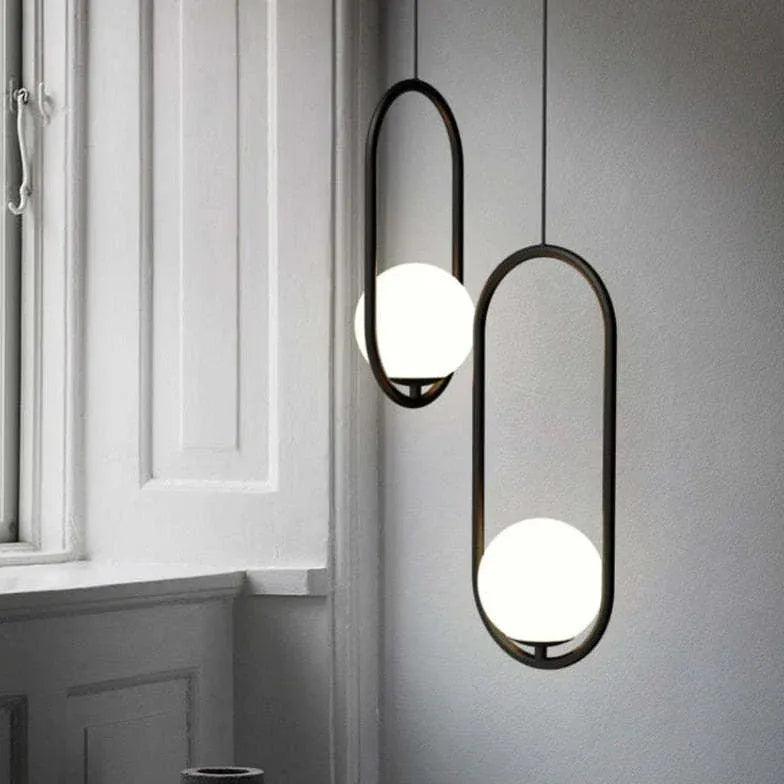 Modern White Glass Ball Single Head Pendant Light - Elegant Ceiling Lighting Fixture for Bedroom, Living Room & Dining Room Decor