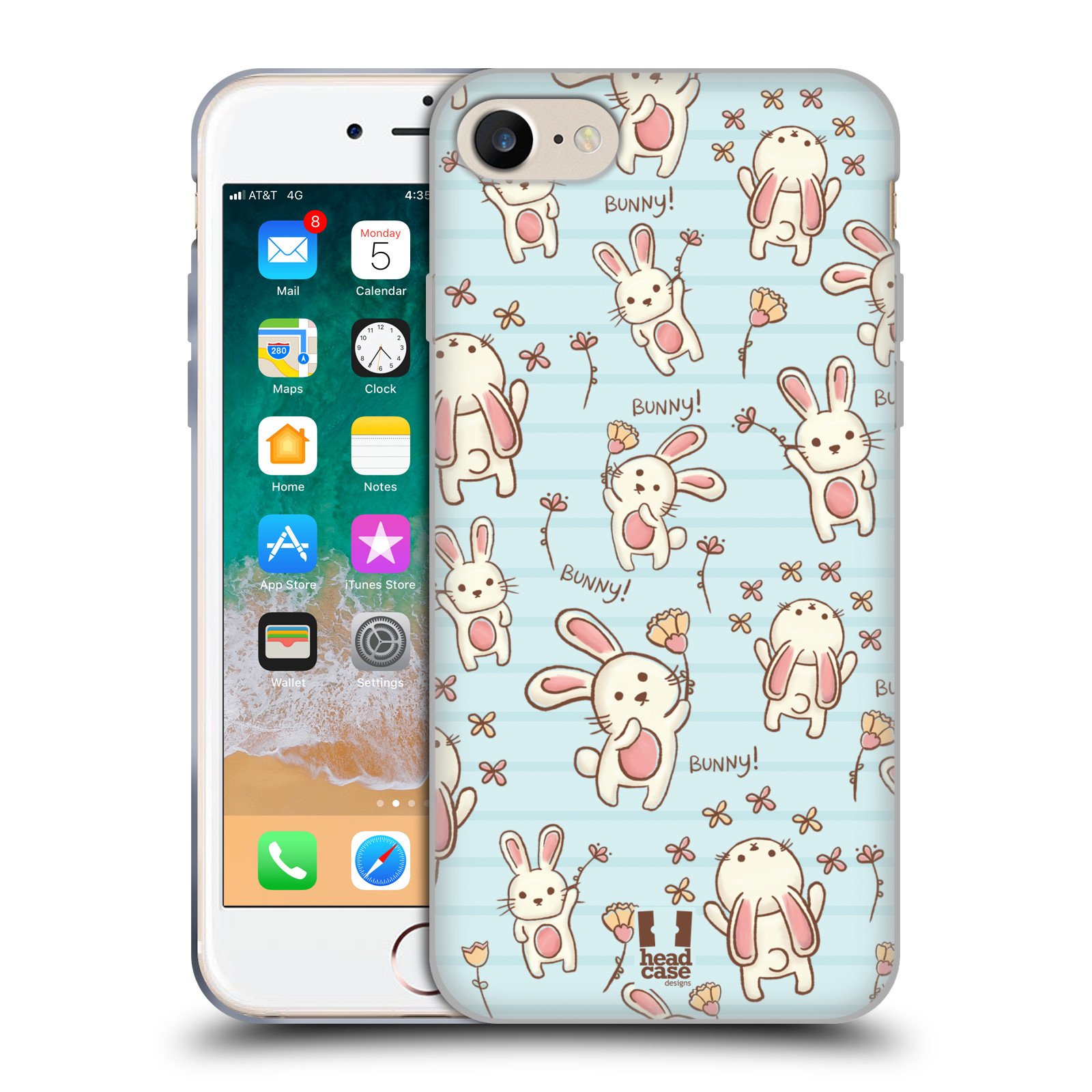 Head Case Designs Rabbit Cutesy Doodles Soft Gel Phone Case for Apple iPhone 7/8/SE (2020 & 2022 Models) - Cute Protective Cover for Everyday Use & Gift Giving