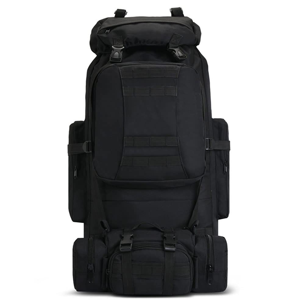TLPEN 100L Water Resistant Tactical Backpack - Durable Camo Hiking Backpack for Outdoor Camping & Mountaineering - Perfect for Hiking, Travel & Military Use (Black)