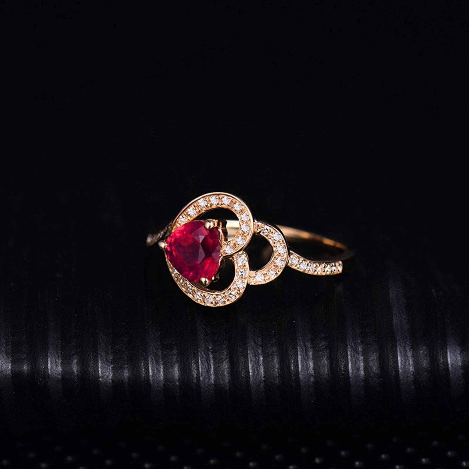 18K Gold Heart Cut Red Ruby & Diamond Ring for Women - 1.02ct Ruby with 0.16ct Diamond - Valentine's Day Gift, Anniversary Gift, Birthday Present - Perfect for Romantic Occasions & Special Celebrations