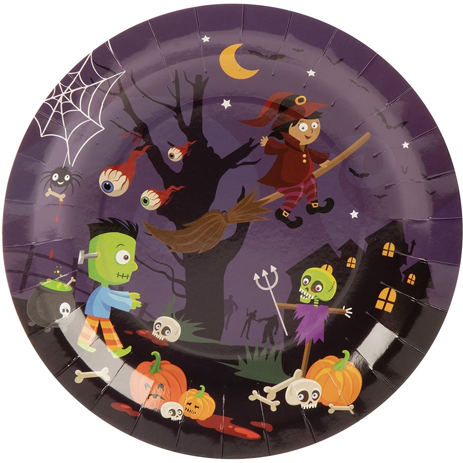 BLUE PANDA Halloween Party Supplies Set - 144 Piece Spooky Party Bundle with Plates, Napkins, Cups & Cutlery for 24 Guests - Perfect for Halloween Decorations, Themed Parties & Trick-or-Treat Gatherings