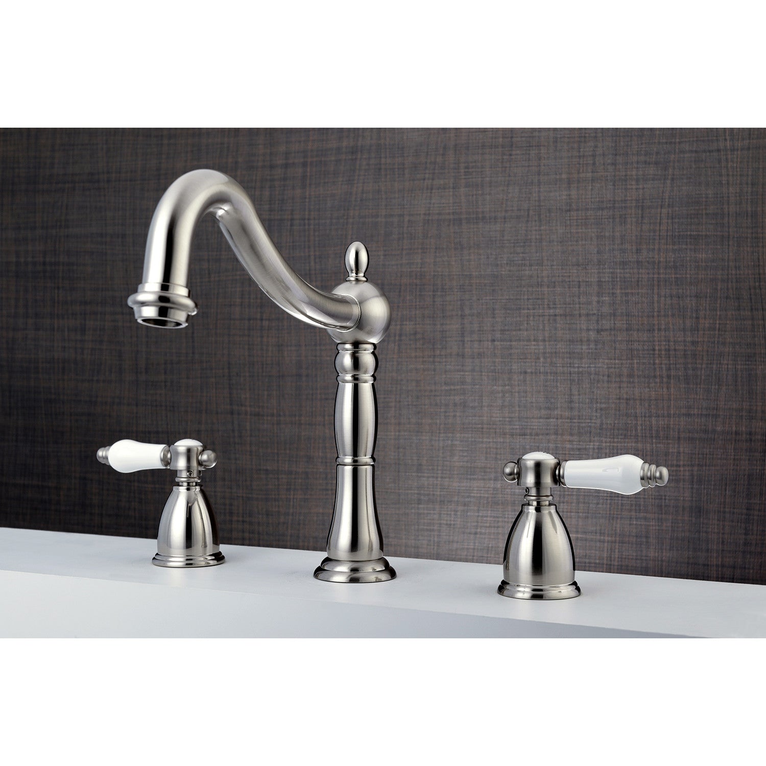 Bel Air KS1348BPL 3-Hole Deck Mount Roman Tub Faucet with Two Handles - Brushed Nickel Finish for Bathroom & Spa Relaxation