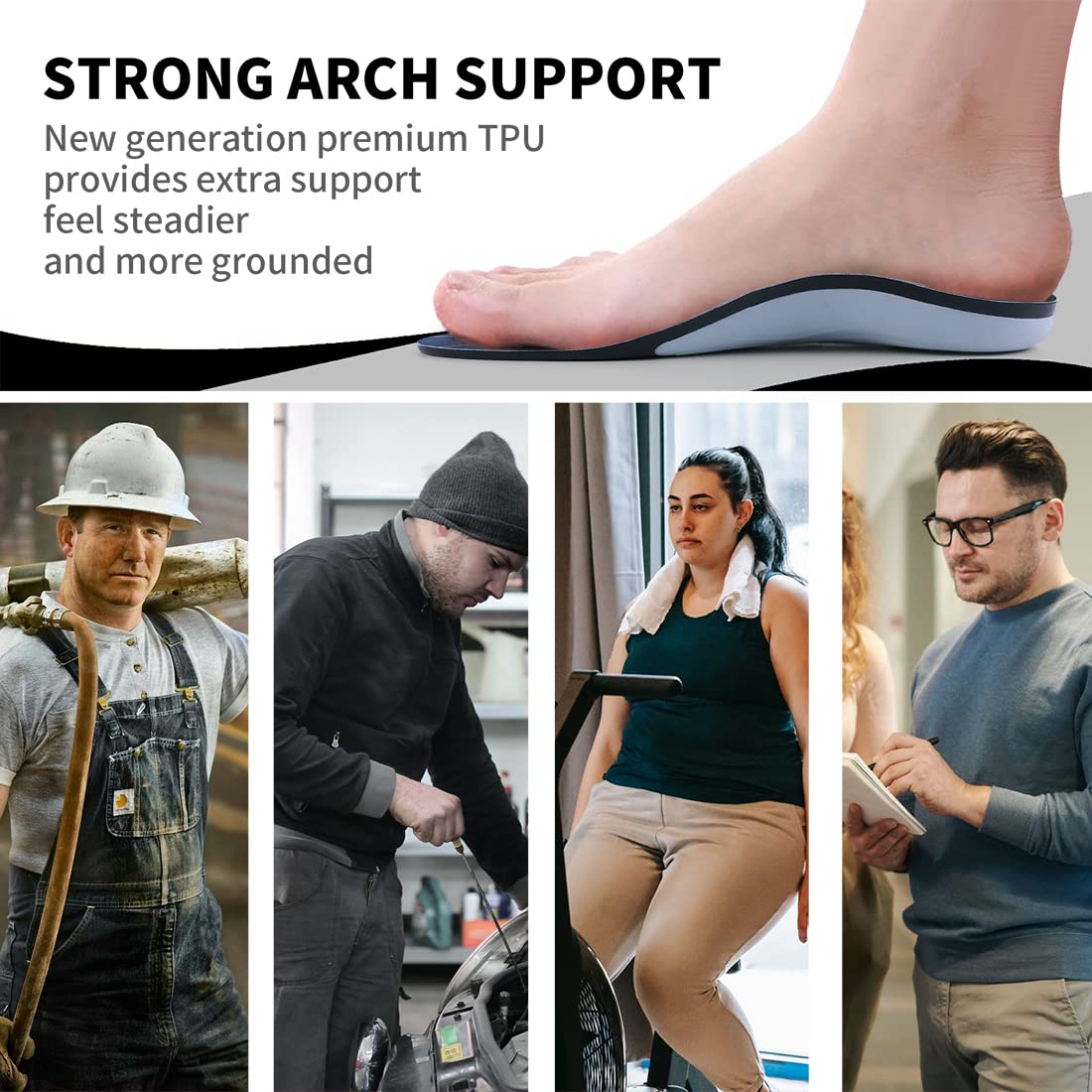 VALSOLE Plantar Fasciitis Orthotic Shoe Inserts - Arch Support Gel Insoles for Men & Women - Relieve Heel Pain, Flat Feet & Metatarsalgia - Running & Athletic Comfort Insoles for Work, Sports & Daily Wear