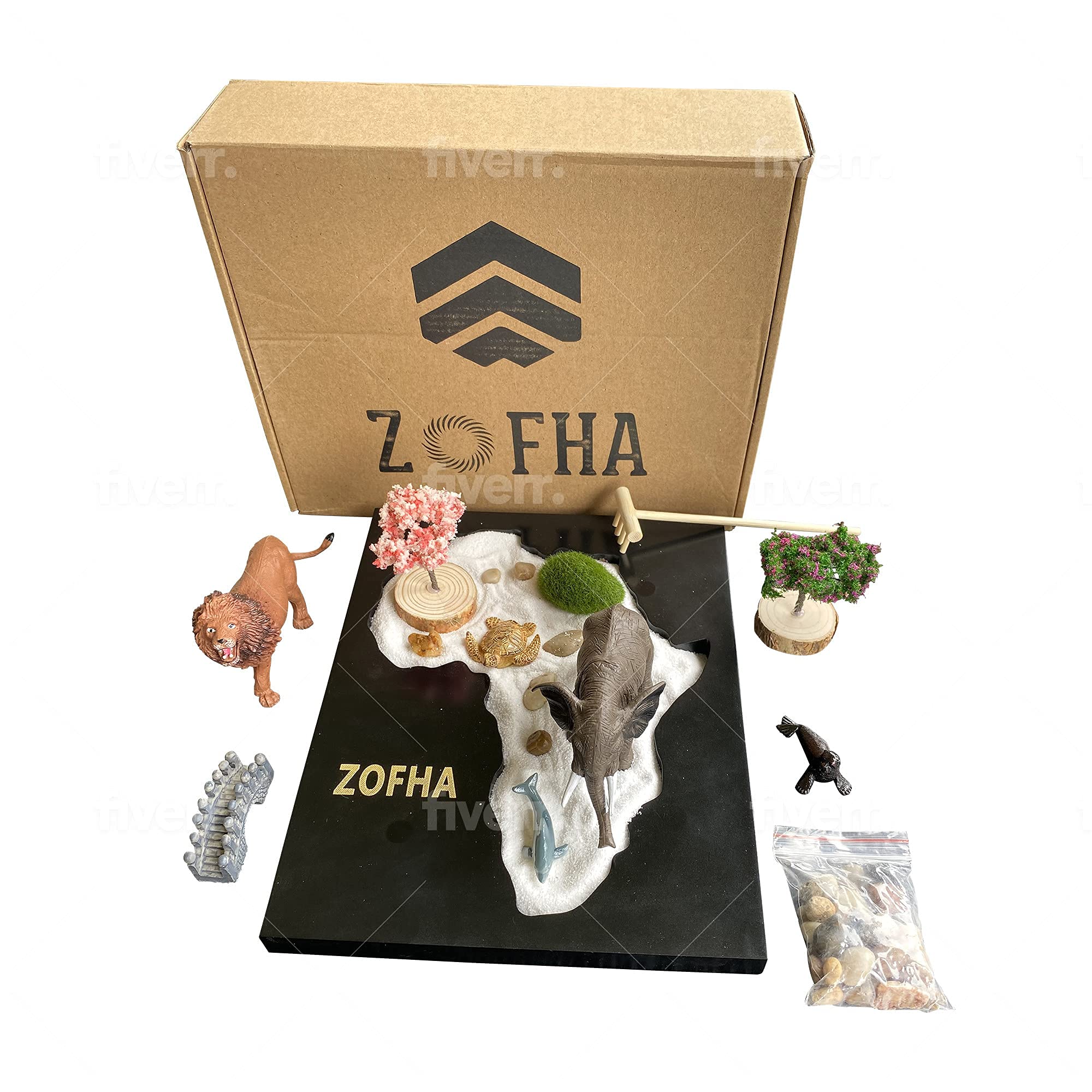 ZOFHA African Zen Garden Decor - 8x10 Inch Black Meditation Tabletop Decor for Office, Living Room & Home - Stress Relief Desktop Accessory for Relaxation & Mindfulness