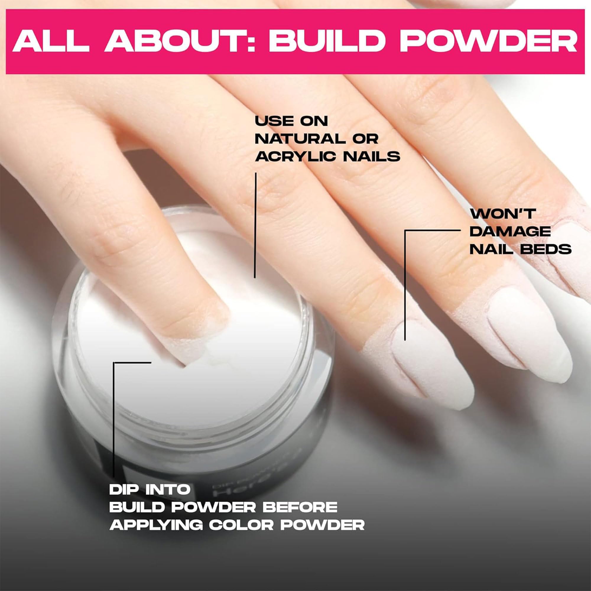 Nailboo PREMIUM Nail Dip Powder Kit - 0.5oz Clear Dip Powder for Long-Lasting Salon-Quality Manicures | Works with Nailboo Essential Liquids & Color Powders | Perfect for Home Nail Art, DIY Manicures & Professional Salon Use