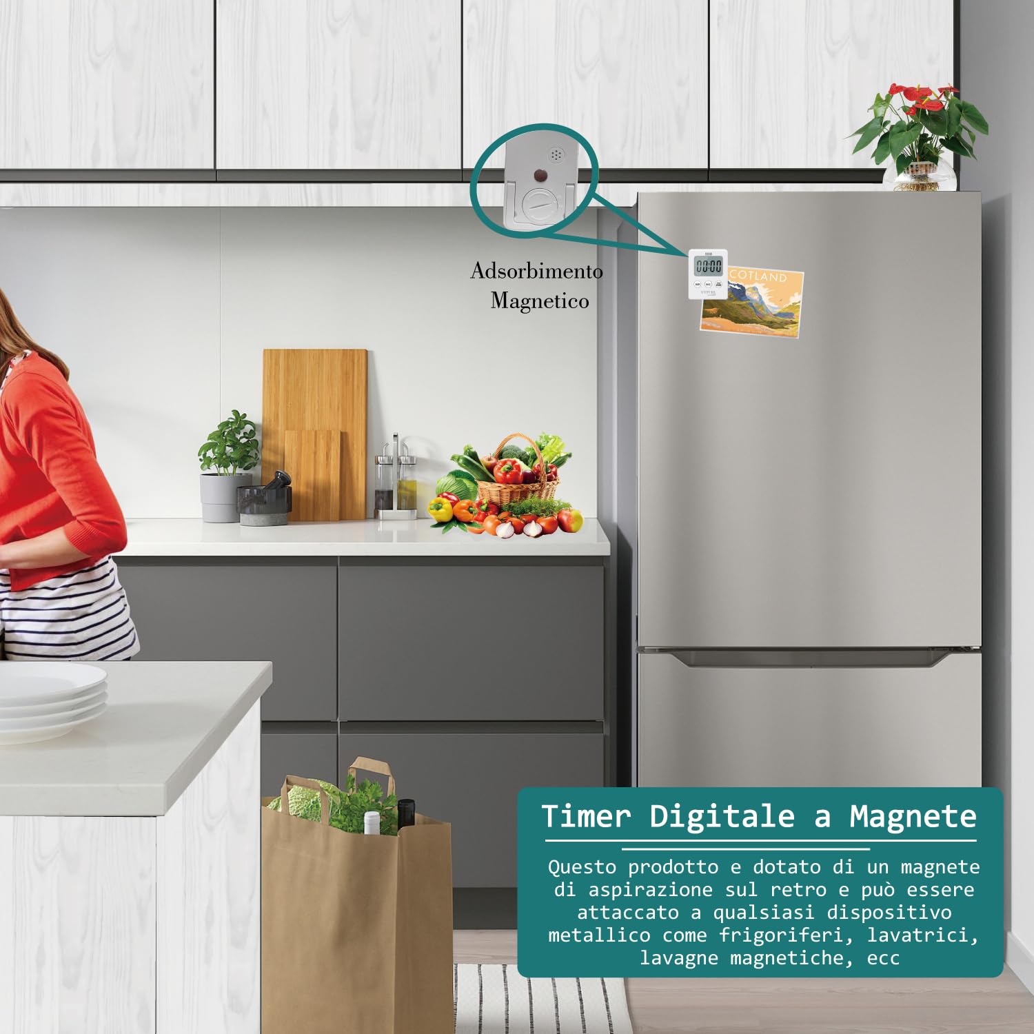 Magnetic Kitchen Timer Digital Countdown Alarm Clock with LCD Display & Pause Function - 2 Pack for Cooking, Baking, BBQ, Classroom, Study, Office & Home Use