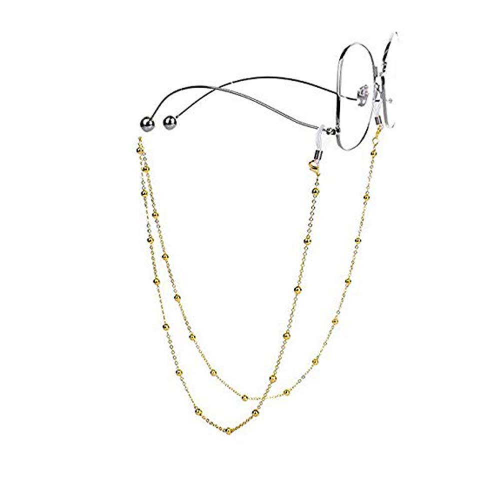 Vintage Eyeglass Chains - Non-Slip Metal Strap, 2 Pack Gold - for Reading & Sunglasses