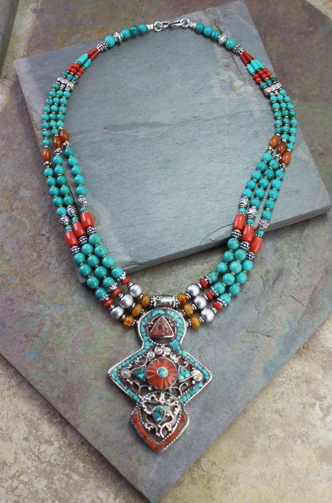 Stunning Tibetan Statement Necklace - Handmade Ethnic Jewelry for Women - Perfect for Boho Fashion, Festivals & Special Occasions