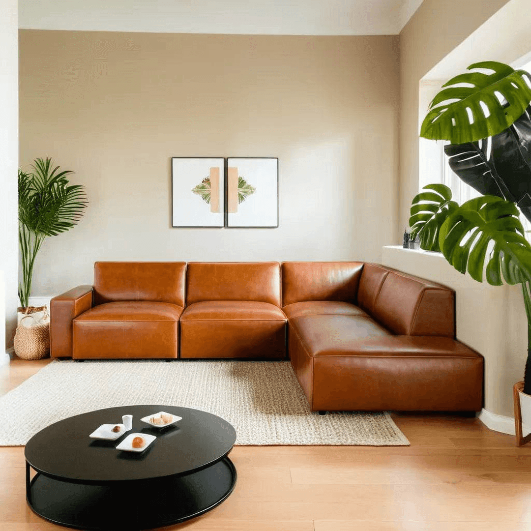 Giacomo Modern Faux Leather 4-Seater Corner Sofa Set - Comfortable L-Shaped Couch for Living Room, Lounge & Home Theater