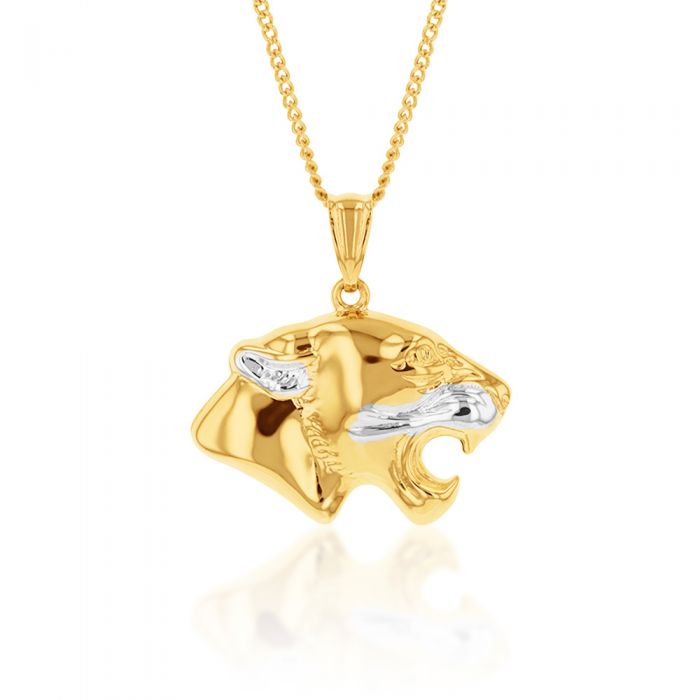 9ct Yellow and White Gold Double Sided Tiger Pendant Necklace - Elegant Jewelry for Men & Women - Perfect for Gifts, Parties, and Everyday Wear