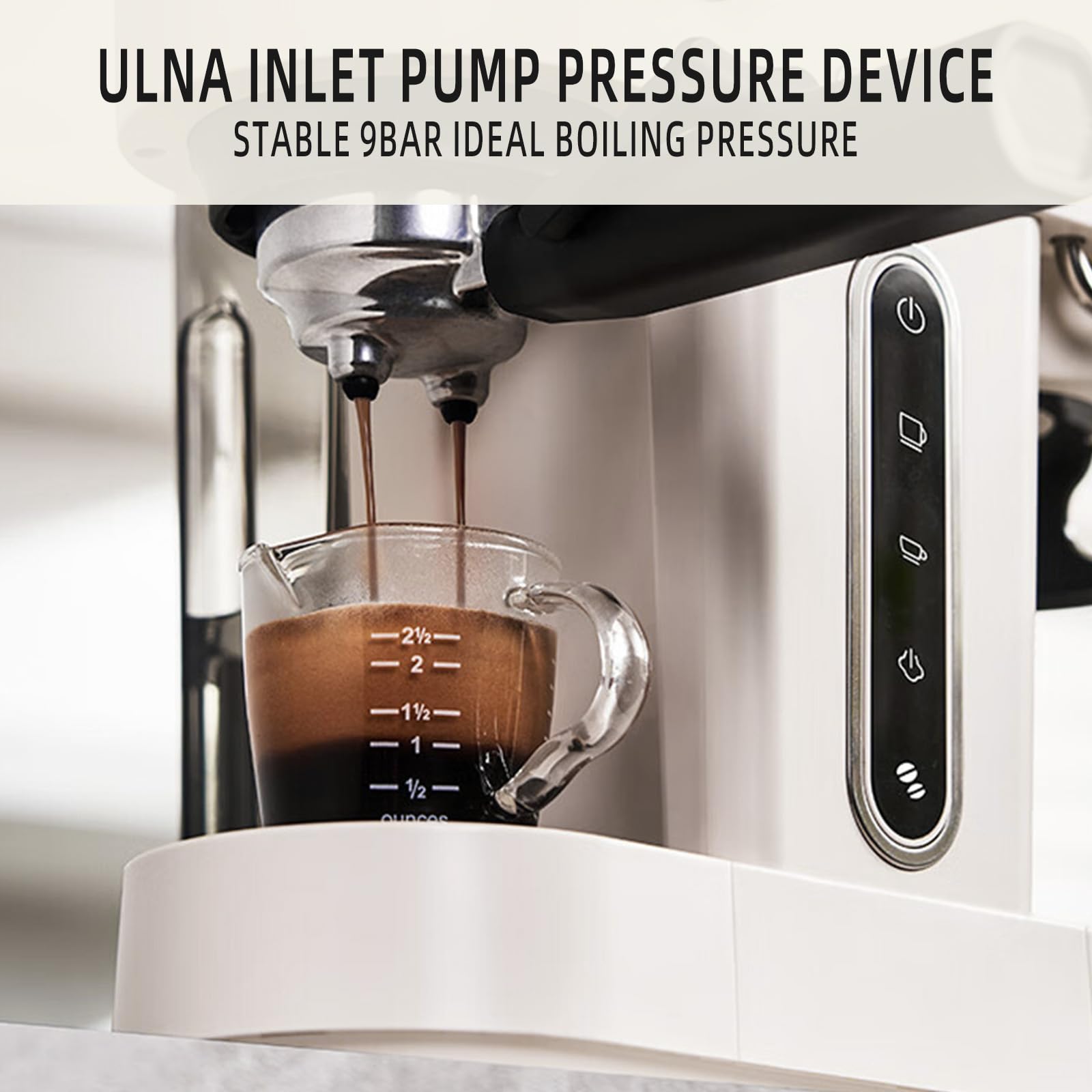 Mcilpoog AC510 15Bar Semi-Automatic Espresso Machine with Built-in Grinder & Steam Wand - 3-in-1 Compact Coffee Maker for Cappuccino, Latte & Americano - 28oz Removable Water Tank - Perfect for Home Baristas & Coffee Lovers (Creamy White) - Ideal for Kitchen Countertops, Office Break Rooms & Gift for Dad