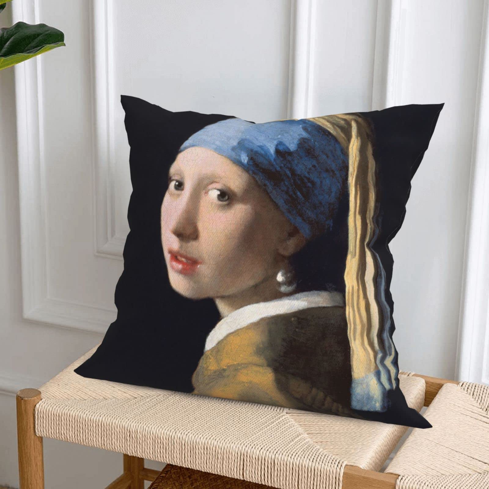 Johannes Vermeer Art Throw Pillow Covers Set of 4 - 18x18 Inch Square Decorative Cushion Covers for Sofa, Bed & Outdoor Use (45x45 cm)