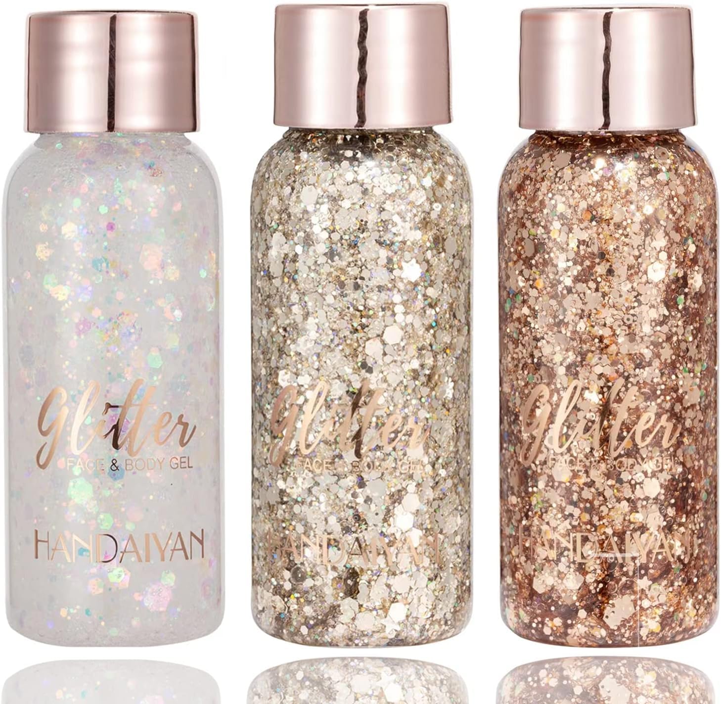 Holographic Body Glitter Liquid - Long Lasting Festival Makeup Glitter for Face, Hair & Eyeshadow - Chunky Glitter Sequins, No Glue Needed, Easy to Remove (09 - White) | Perfect for Raves, Concerts, Halloween & Cosplay