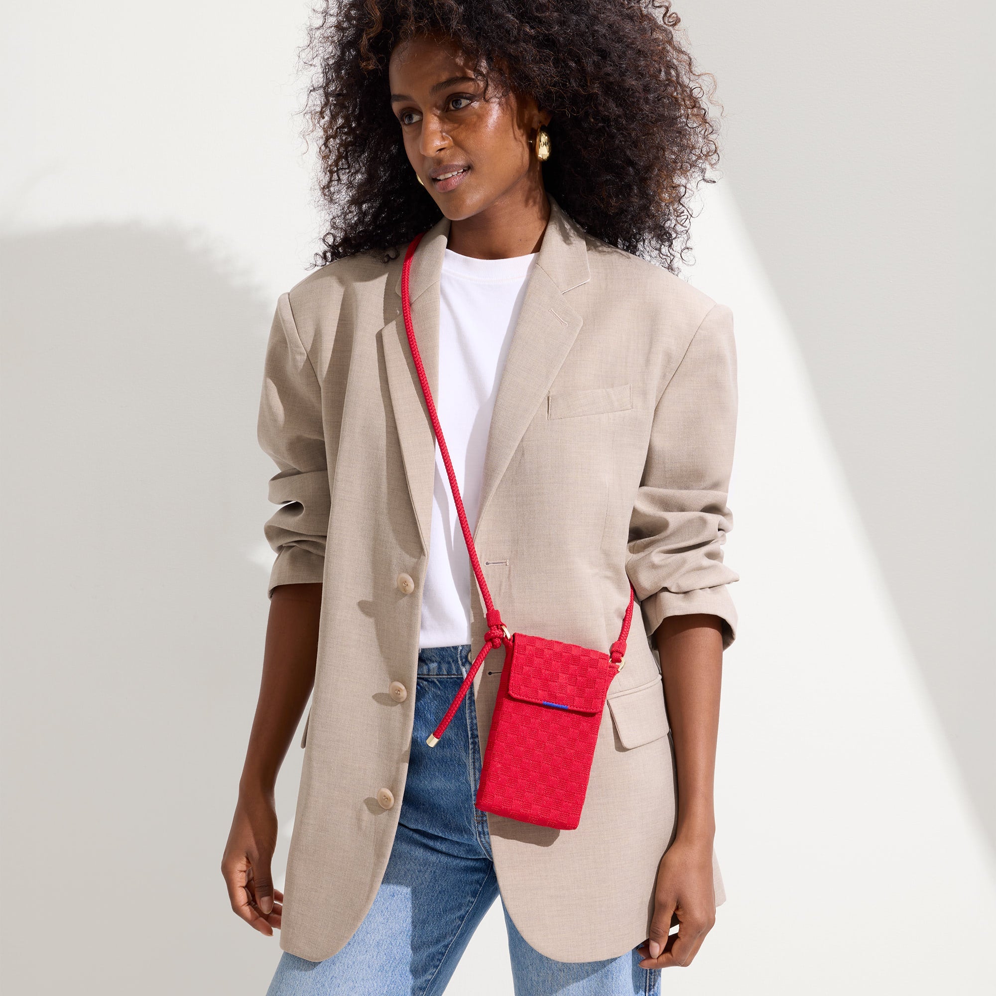 Stylish Red Crisp Basketweave Phone Crossbody Bag - Perfect for Travel, Shopping & Everyday Use