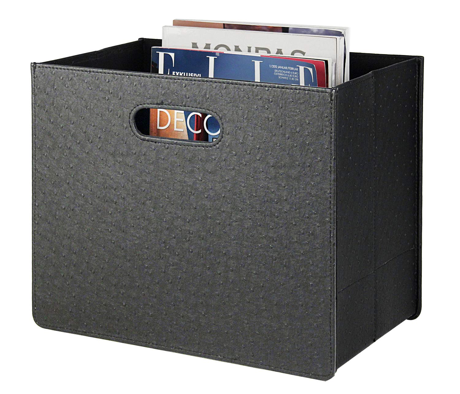 HofferRuffer Foldable Magazine Basket Holder - Black File Organizer Rack for Documents, Newspapers & Magazines - Space-Saving Storage Bin for Home, Office & Living Room