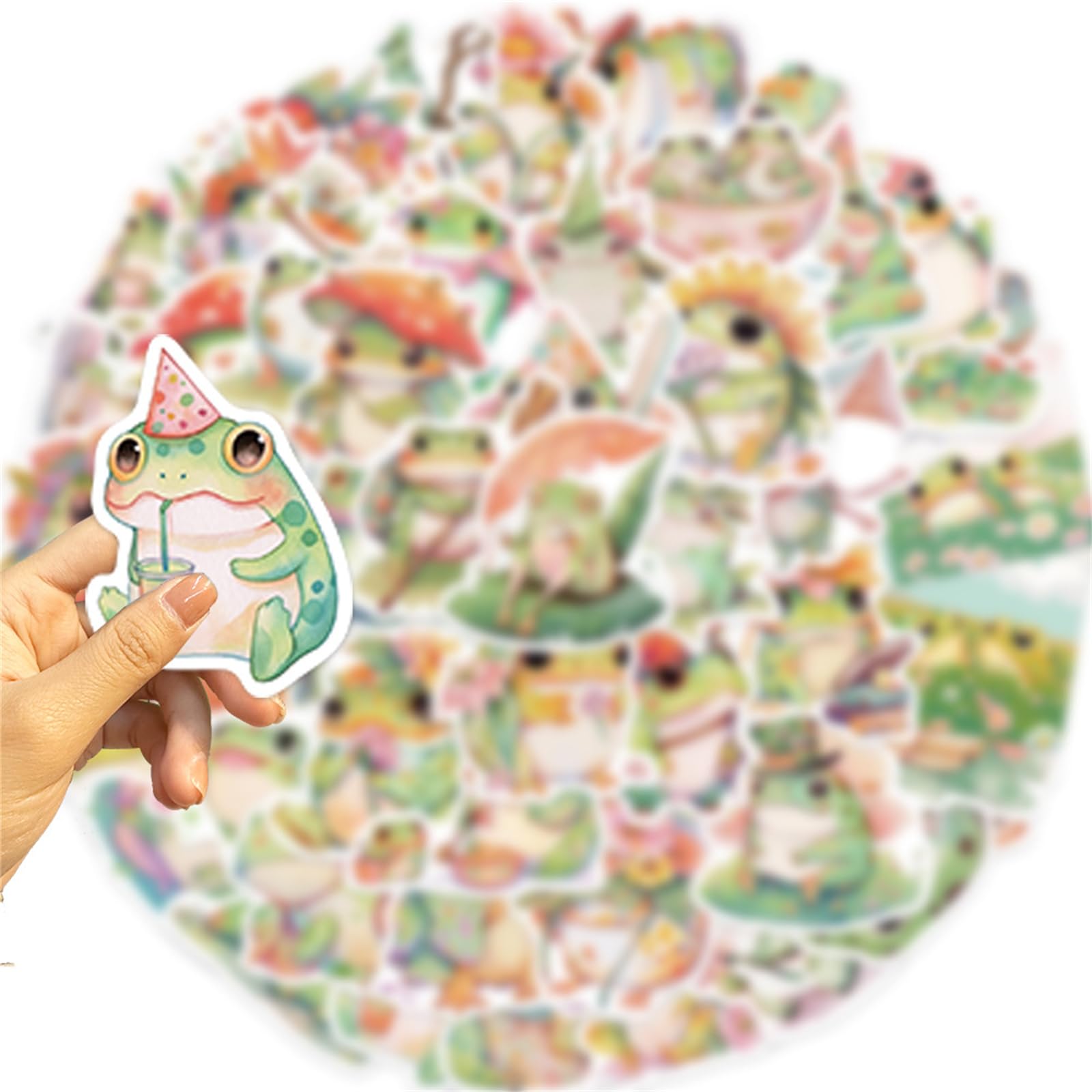 Cute Kawaii Frog Stickers 50PCS - Waterproof Vinyl Decals for Kids & Adults - Perfect for Water Bottles, Laptops, Phones & Notebooks - Fun Cartoon Animal Stickers for School, Office & Home Decor