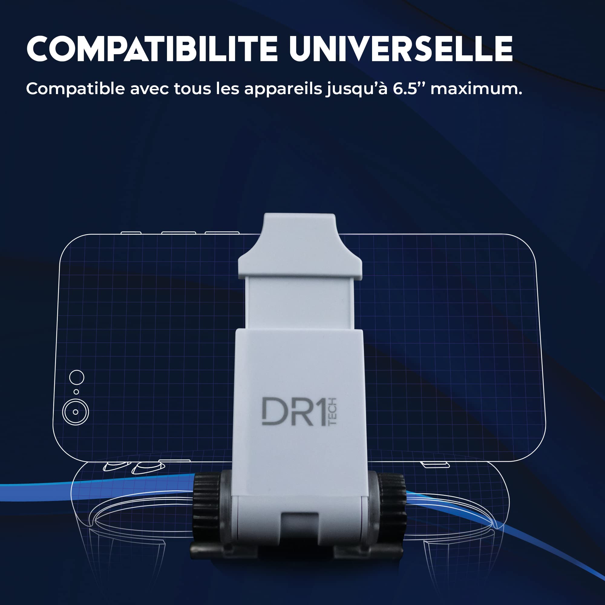 DR1TECH GameGrip5+ Phone Controller Grip for PS5 Dualsense - Universal Smartphone Clip Compatible with iPhone & Android Devices (Controller Not Included) - Perfect for Mobile Gaming, Streaming & Cloud Gaming Sessions