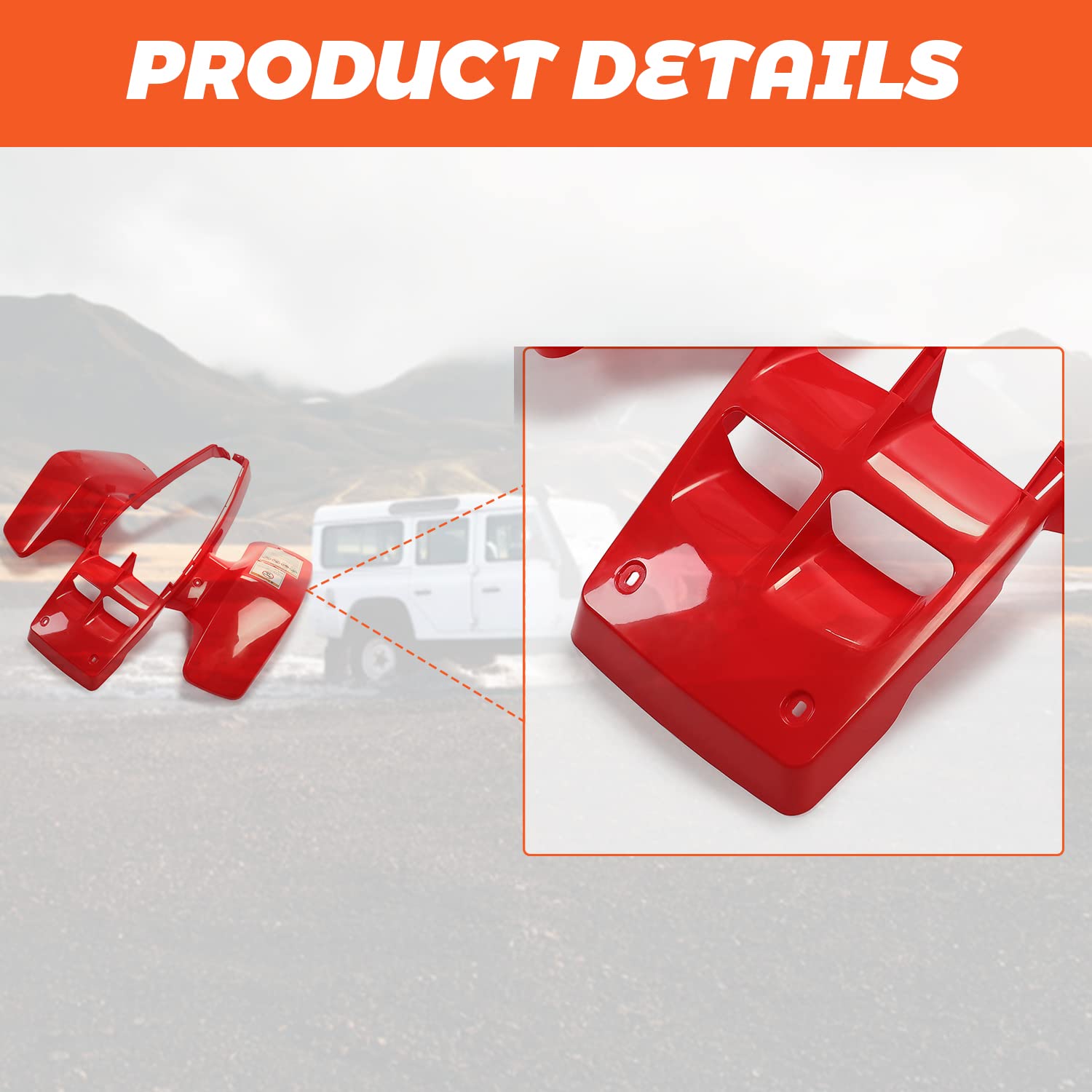 Kojem Red Front Fenders Plastic Body Kit Compatible with 1987-2006 Yamaha Banshee 350 (YFZ350) - Durable ATV Replacement Parts for Off-Road Racing & Trail Riding