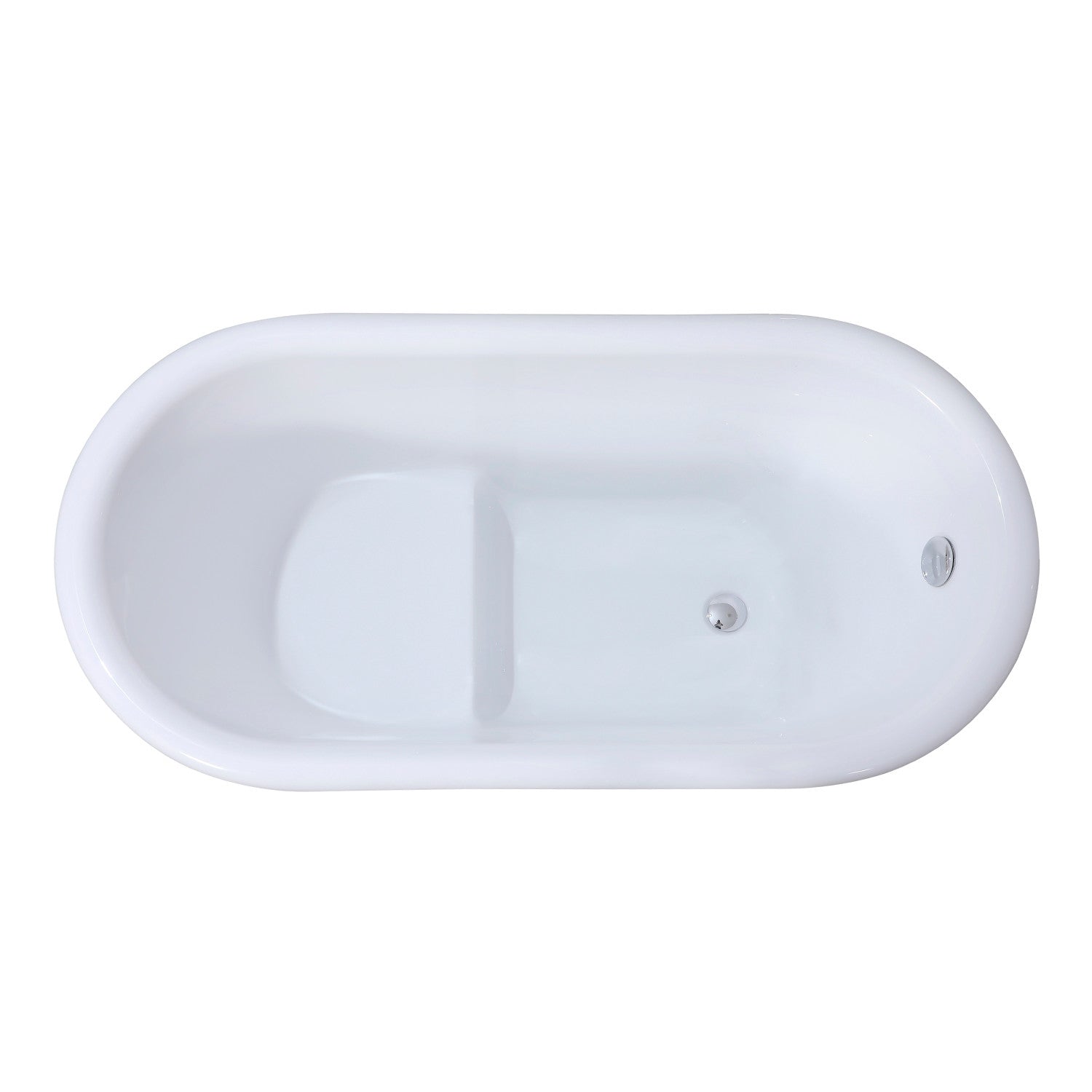 Aqua Eden 51 Inch Acrylic Oval Freestanding Bathtub - Double Ended Soaking Tub with Drain & Built-in Seat, Glossy White - Perfect for Luxury Bathroom & Spa Relaxation