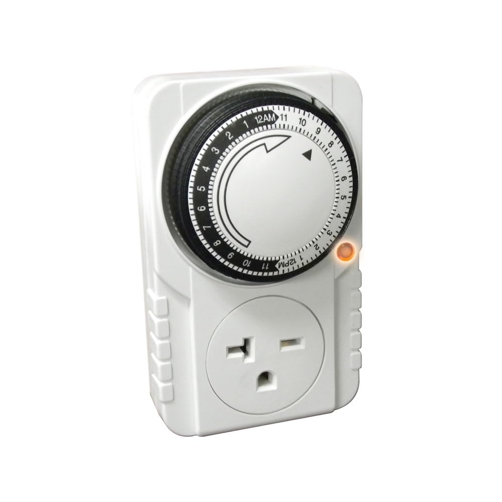 24 Hour Programmable 240V Mechanical Timer Wall Plug - Single Outlet for Grow Lights, Hydroponics & Indoor Plants | Perfect for Light Cycle Control in Greenhouses & Grow Tents
