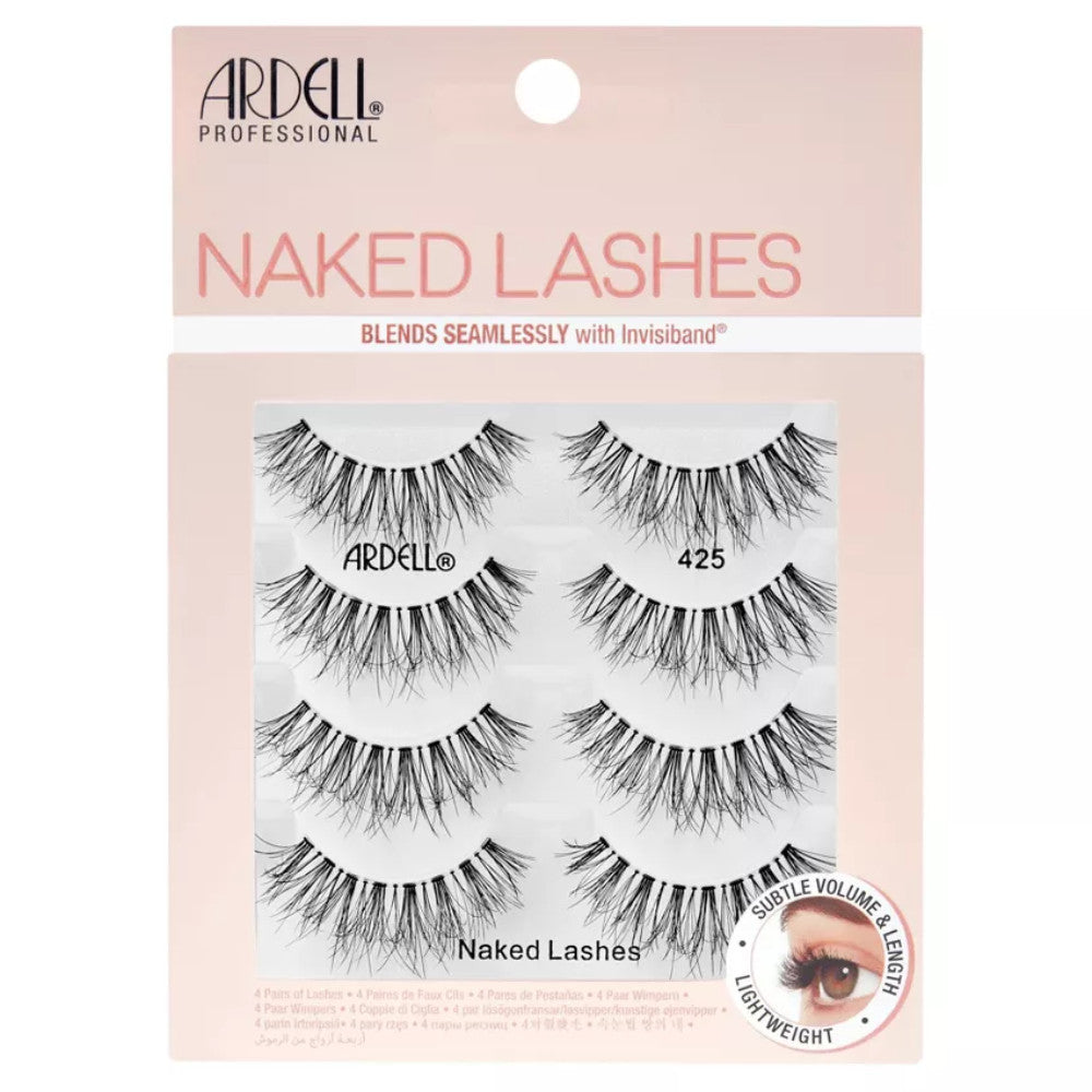Ardell Naked Lashes #425 - 4 Pack Natural False Eyelashes for Everyday Wear, Special Occasions & Makeup Looks