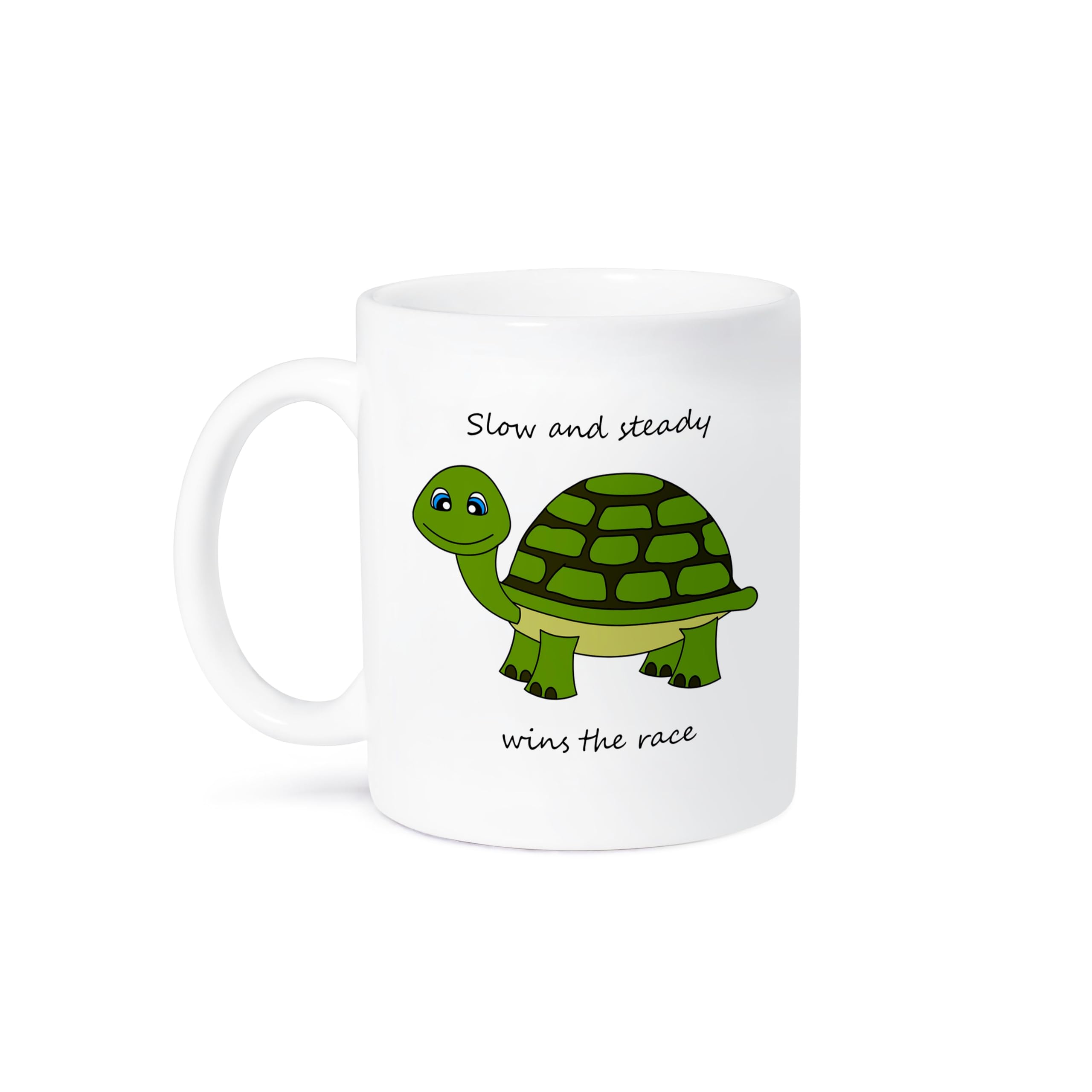 3dRose Slow and Steady Wins The Race Green Turtle Ceramic Coffee Mug, 15-Ounce - Perfect for Tea, Hot Chocolate & Office Use