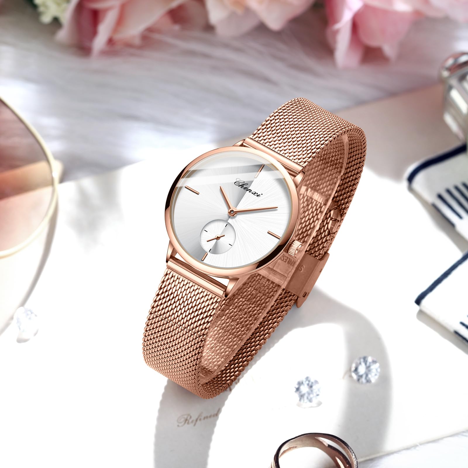 Stylish Couple Watches for Men & Women - Matching Quartz Analog Watches with Stainless Steel Mesh Band - Perfect for Anniversaries, Weddings & Everyday Fashion Accessories