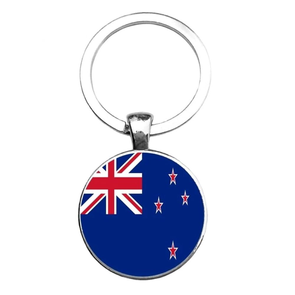 New Zealand Flag Keychain - Silver Kiwi National Football Team Fan Accessory, Car Key Ring Pendant Charm for Soccer Supporters | Perfect for Gifts, Parties & Travel Souvenirs