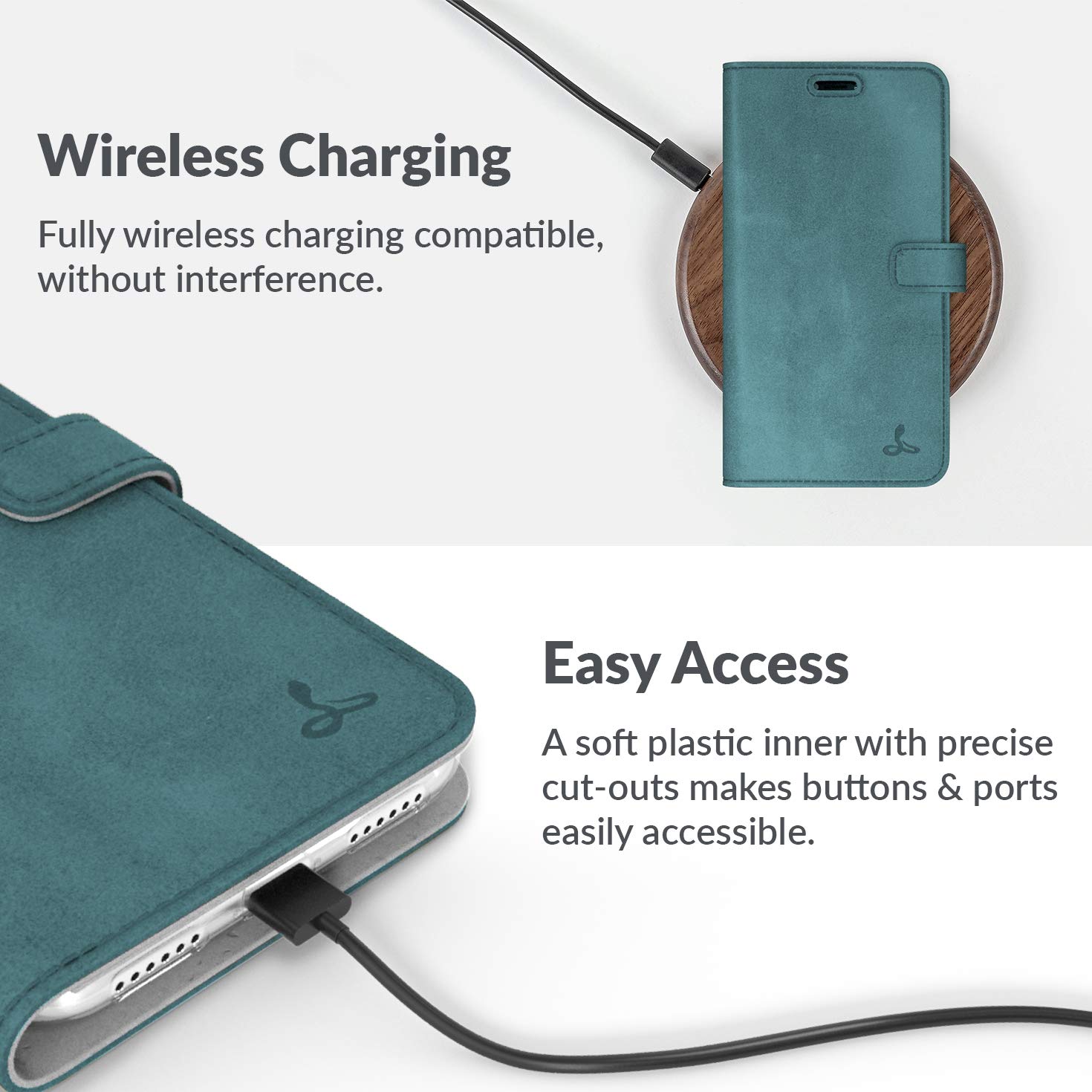 Vintage Leather iPhone XR Wallet Case - Genuine Leather Flip Folio Cover with Card Holder & Viewing Stand | 3 Card Slots | Perfect for Business, Travel & Everyday Use (Teal)