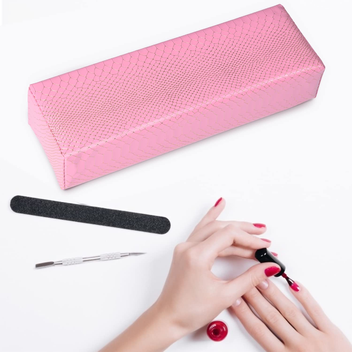 Premium Nail Tech Arm Rest - Soft PU Leather Hand Cushion Holder for Acrylic Nails | Easy to Clean, Waterproof & Durable | Perfect for Salon, Home Manicure & Professional Nail Artists (White)
