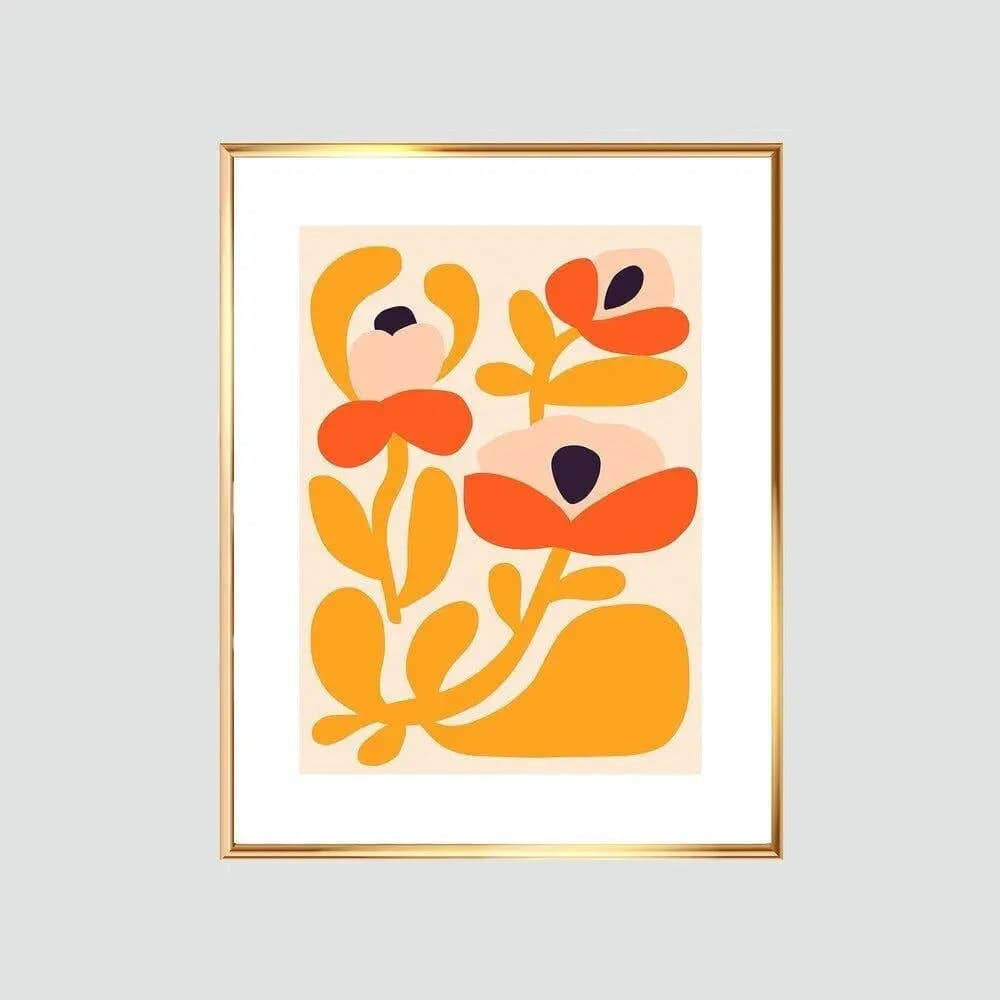 Happy Flowers Modern Wall Art Print - Vibrant Floral Canvas Painting for Home & Office Decor - Perfect for Living Room, Bedroom, and Workspace