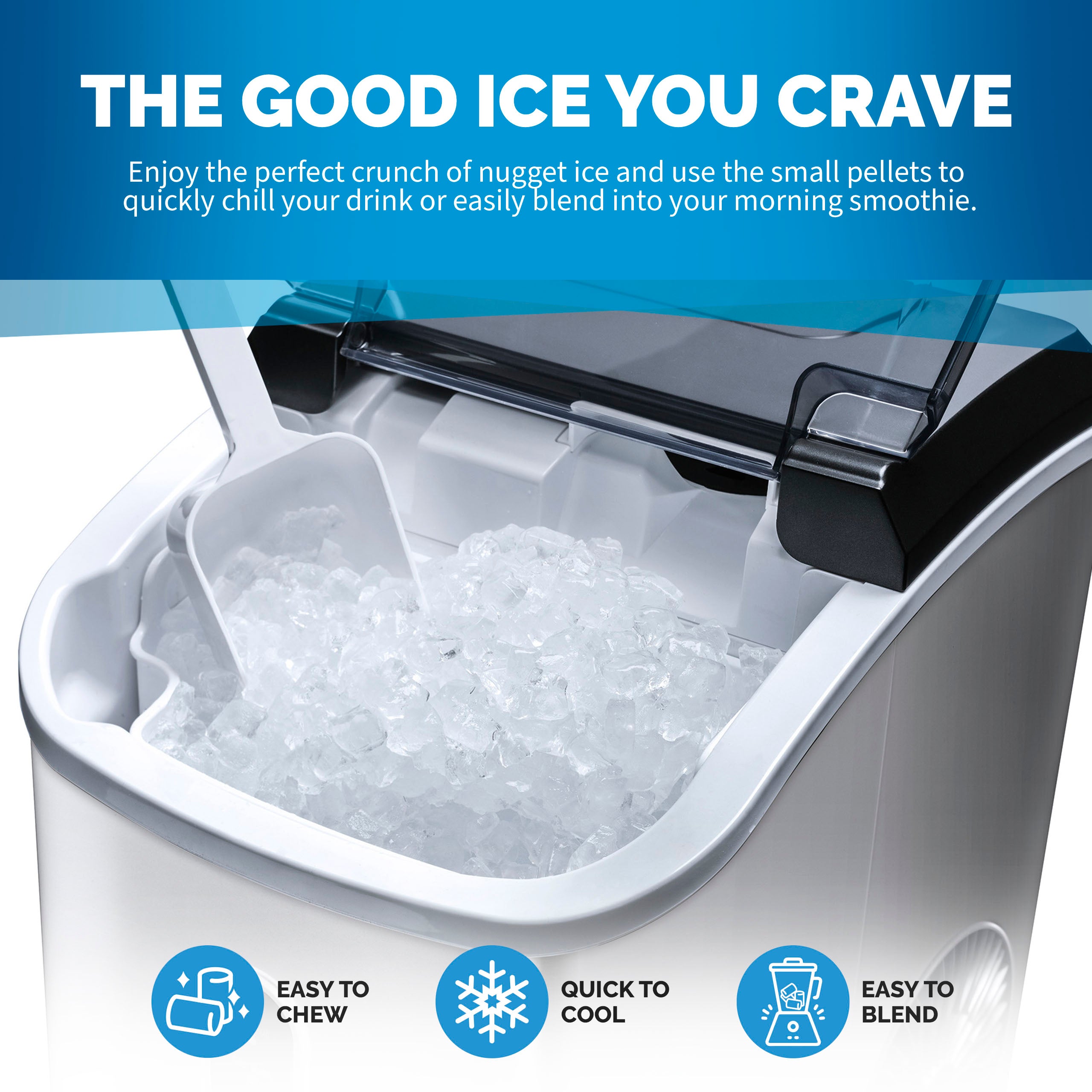 Newair® Countertop Ice Maker - 33 lbs/Day Nugget Ice Machine for Home, Office, and Parties | Perfect for Cocktails, Beverages, and Outdoor Events