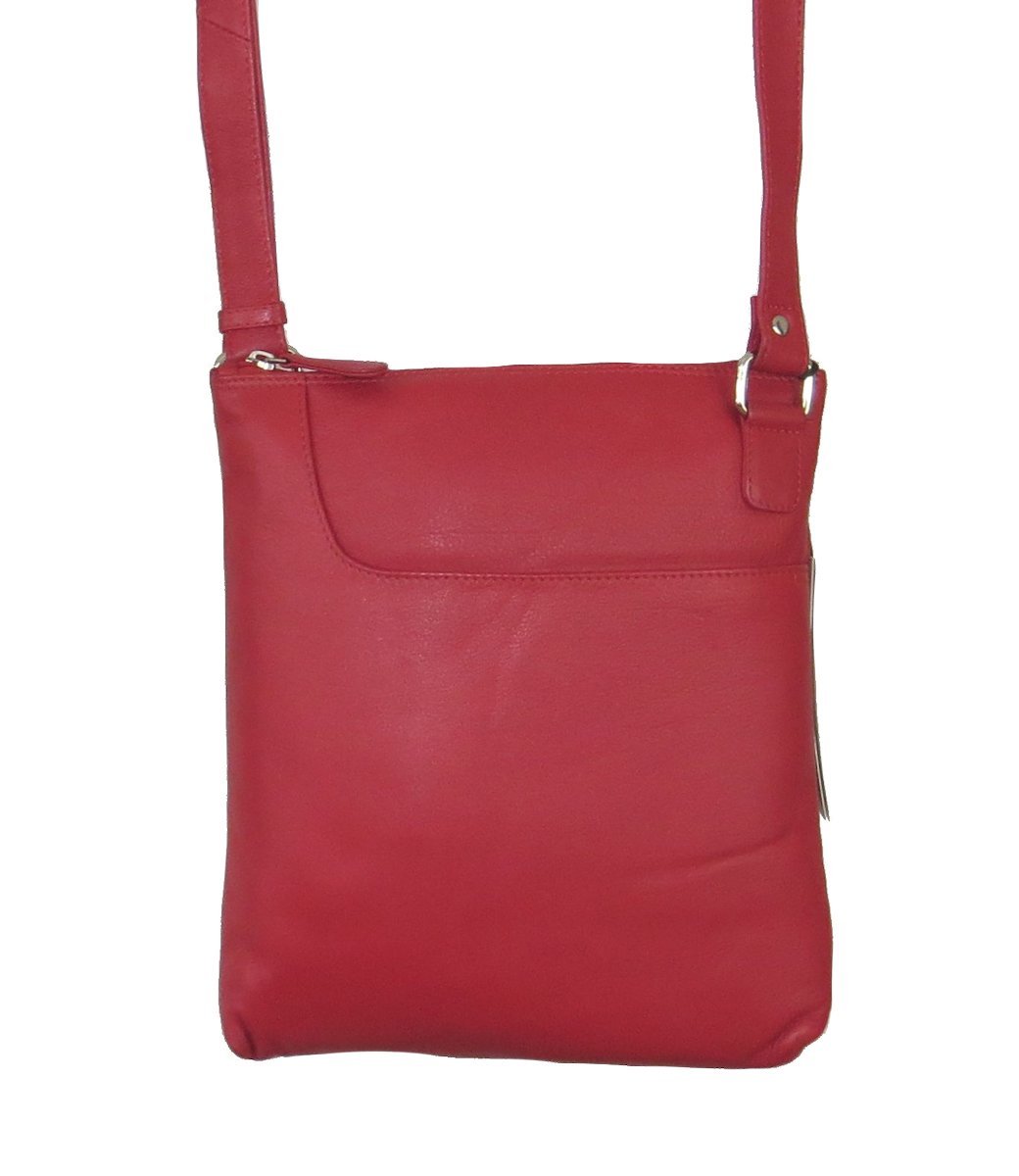 Genuine Leather Crossbody Handbag for Women with Large Front Pocket - Stylish & Durable 3107 (Red) | Perfect for Work, Travel & Everyday Use