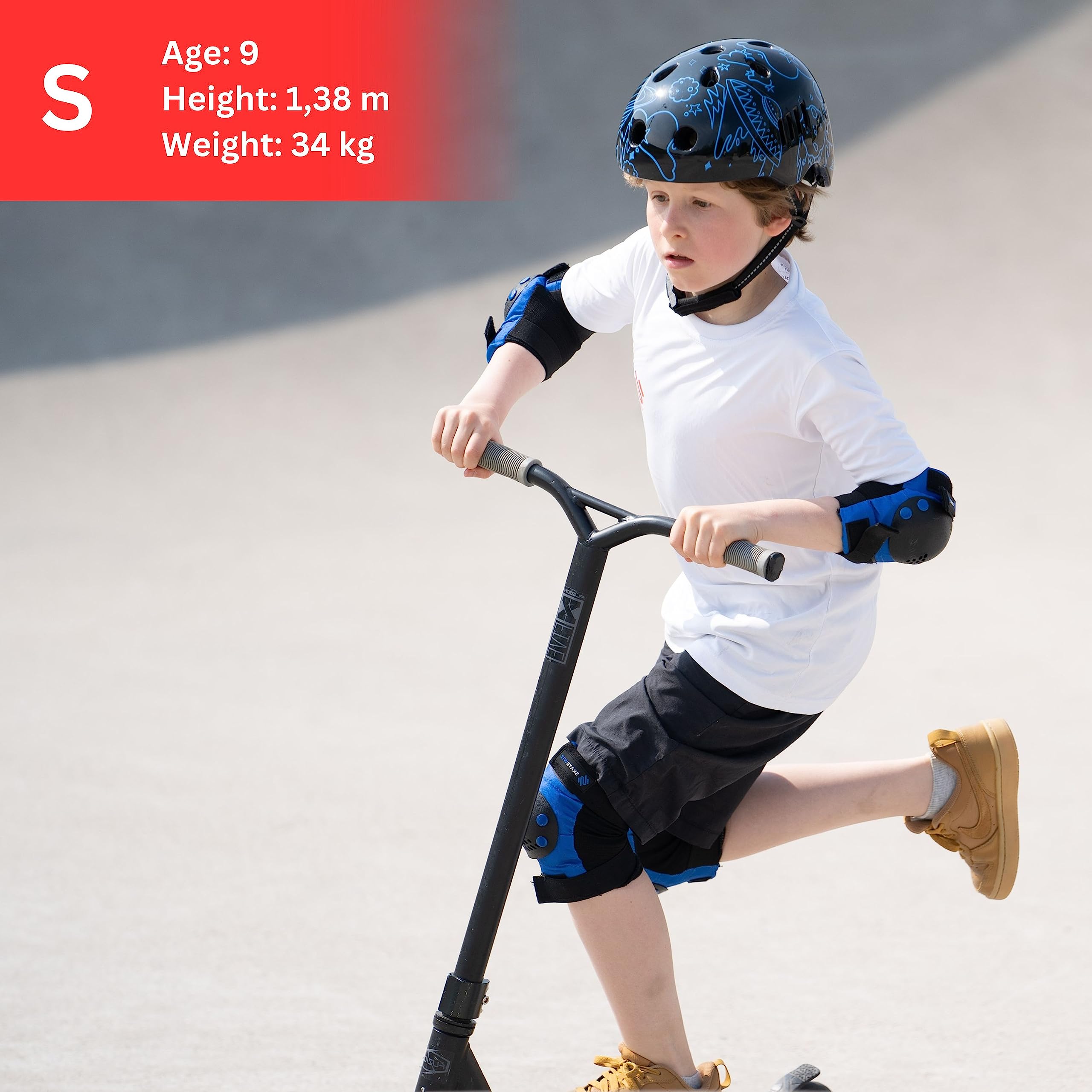 SKATEWIZ Kids & Adults Skateboard Protective Gear Set - 6pc Roller Skating Pads (Elbow Pads, Knee Pads, Wrist Guards) for Roller Derby, Skateboarding & Outdoor Sports Safety
