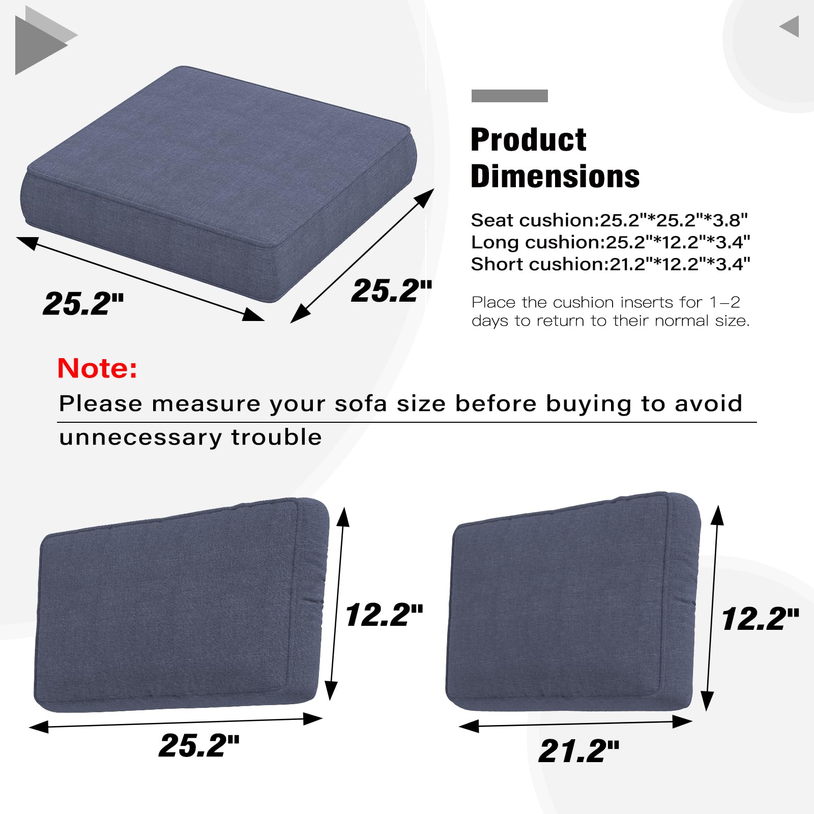 LayinSun 14-Piece Outdoor Furniture Replacement Cushions Set for 6-Seat Patio Rattan Wicker Sectional Sofa - Waterproof & UV Resistant Cushions for Backyard, Poolside, and Garden Conversation Sets