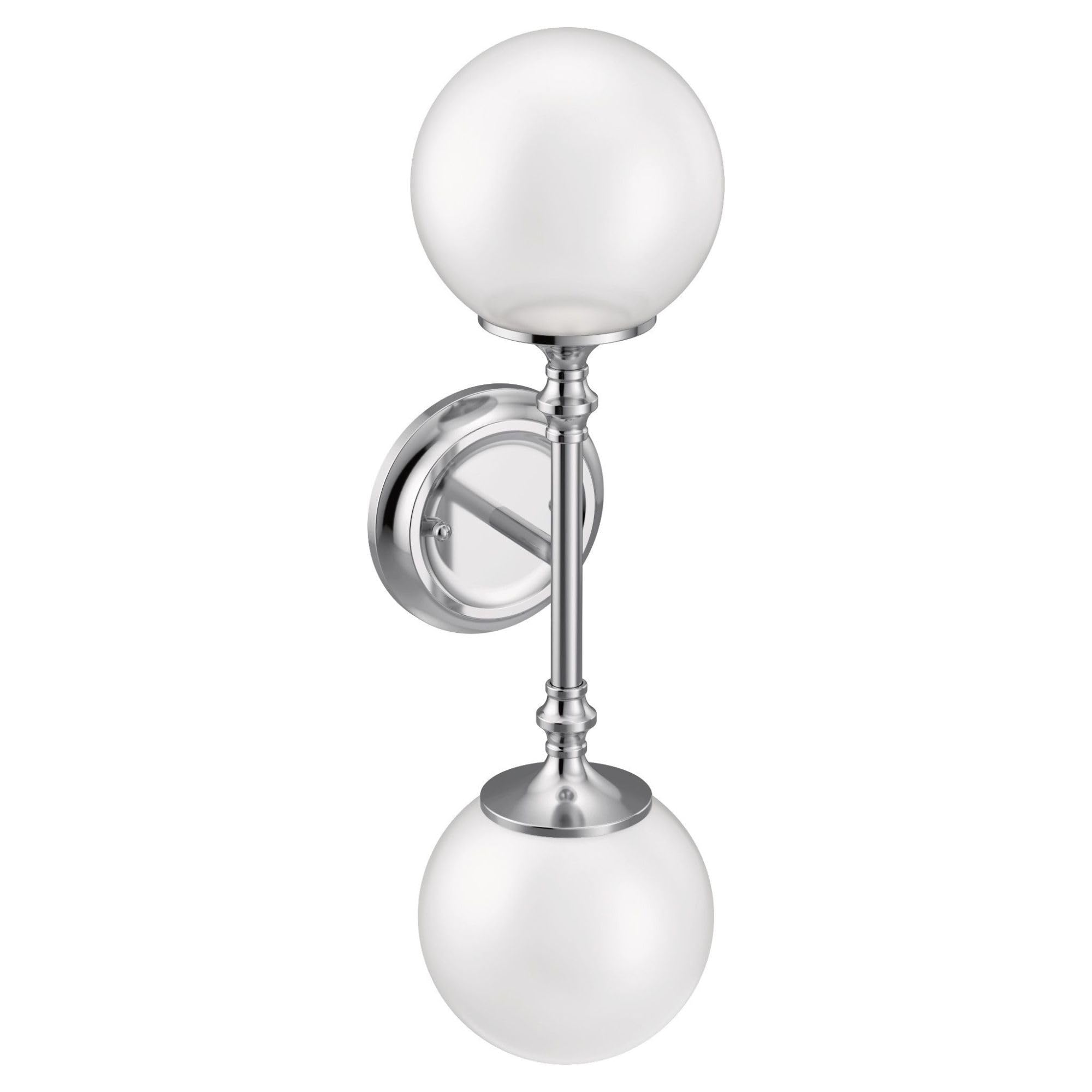 Moen YB0562CH Colinet 2-Light Chrome Bathroom Vanity Light Fixture with Frosted Glass Shades - Perfect for Modern Bathroom & Powder Room Lighting