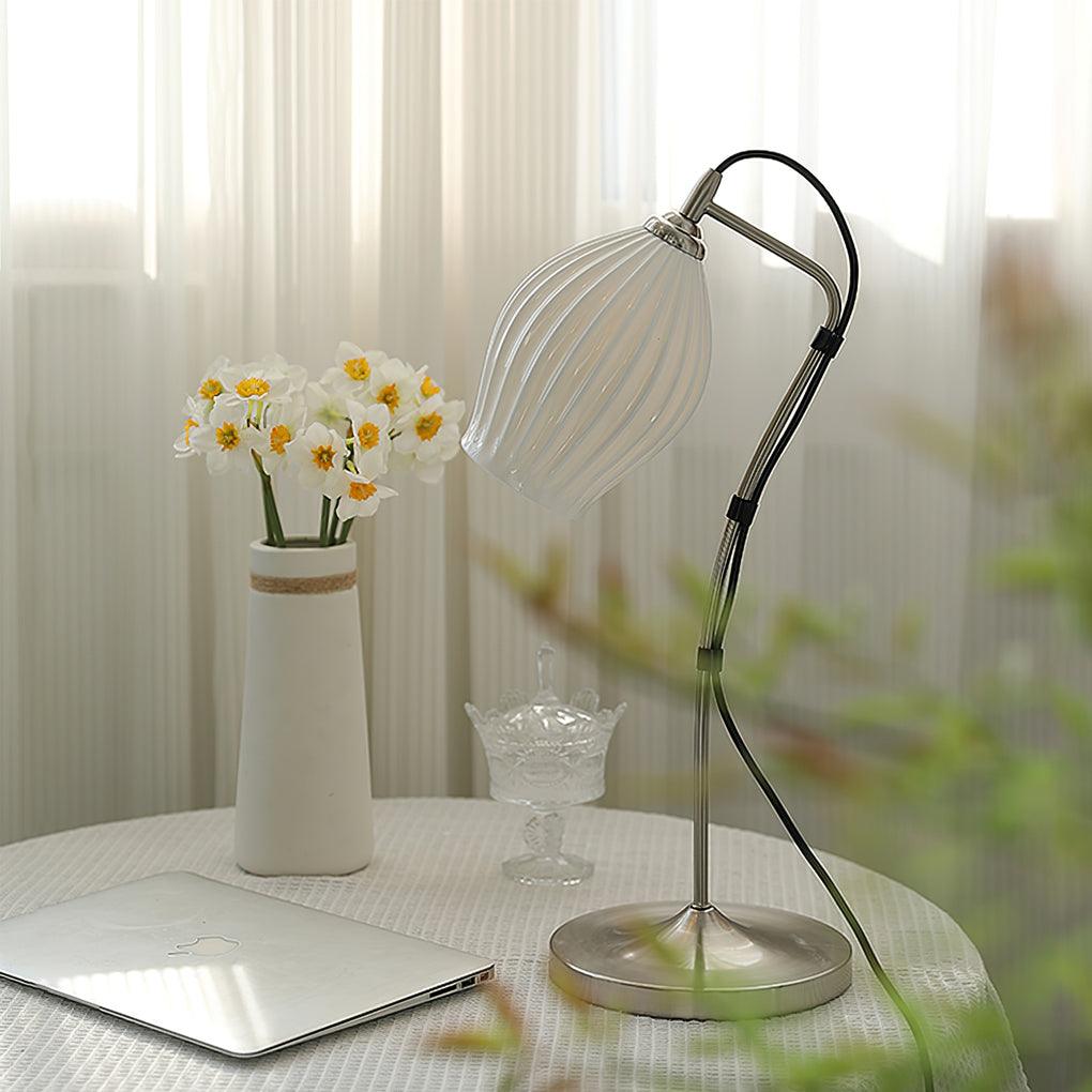 Modern Ceramic Ribbed Table Lamp - Elegant Home & Office Lighting for Bedroom, Living Room, and Study Desk Decor